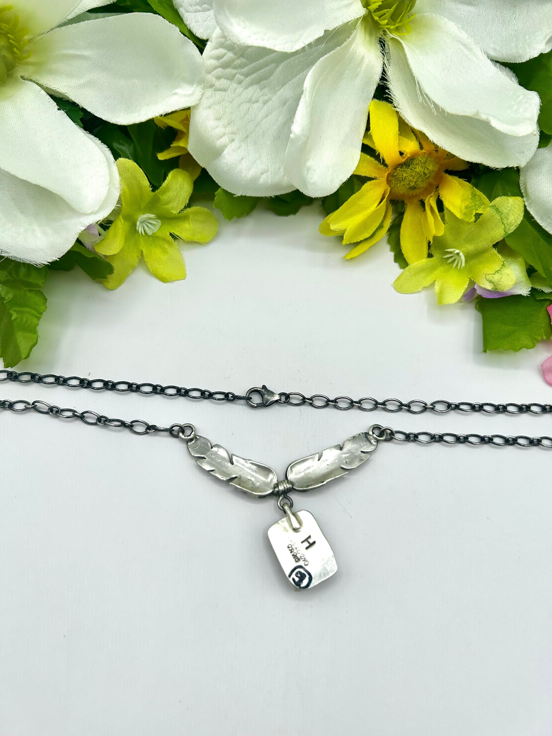 Navajo Made White Buffalo & Sterling Silver Necklace