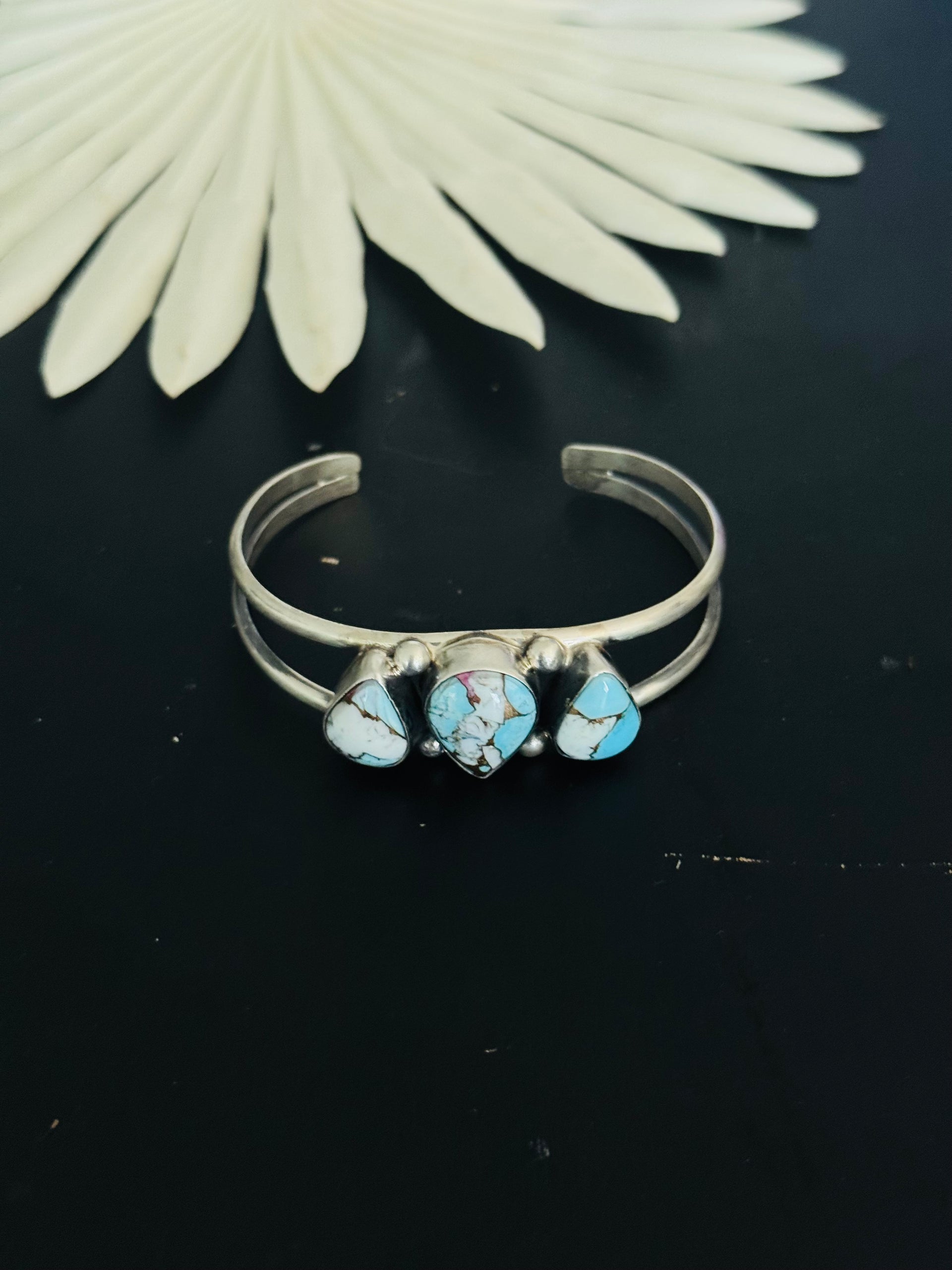 Augustine Largo Cotton Dahlia & Sterling Silver Cuff Bracelet