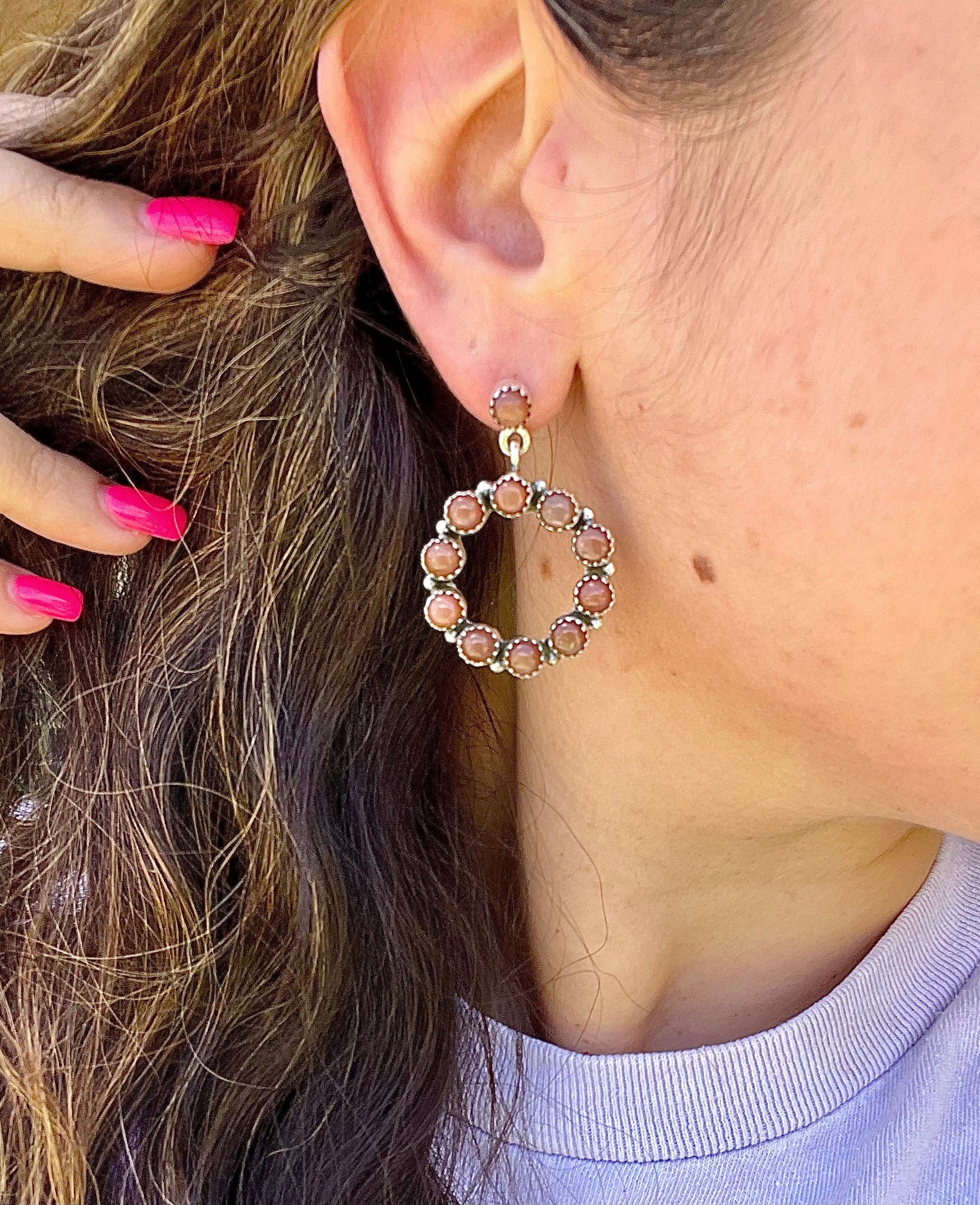 Southwest Handmade Chocolate Jasper Circle Post Earrings