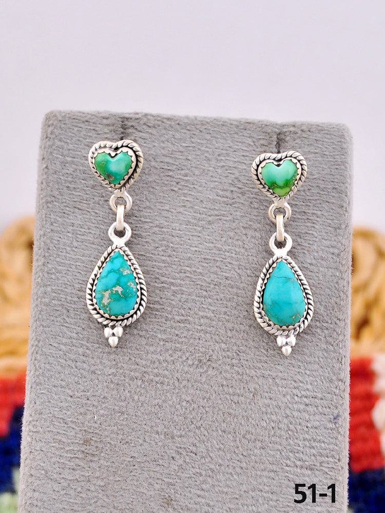 Southwest Made Emerald Valley Turquoise & Sterling Silver Post Earrings