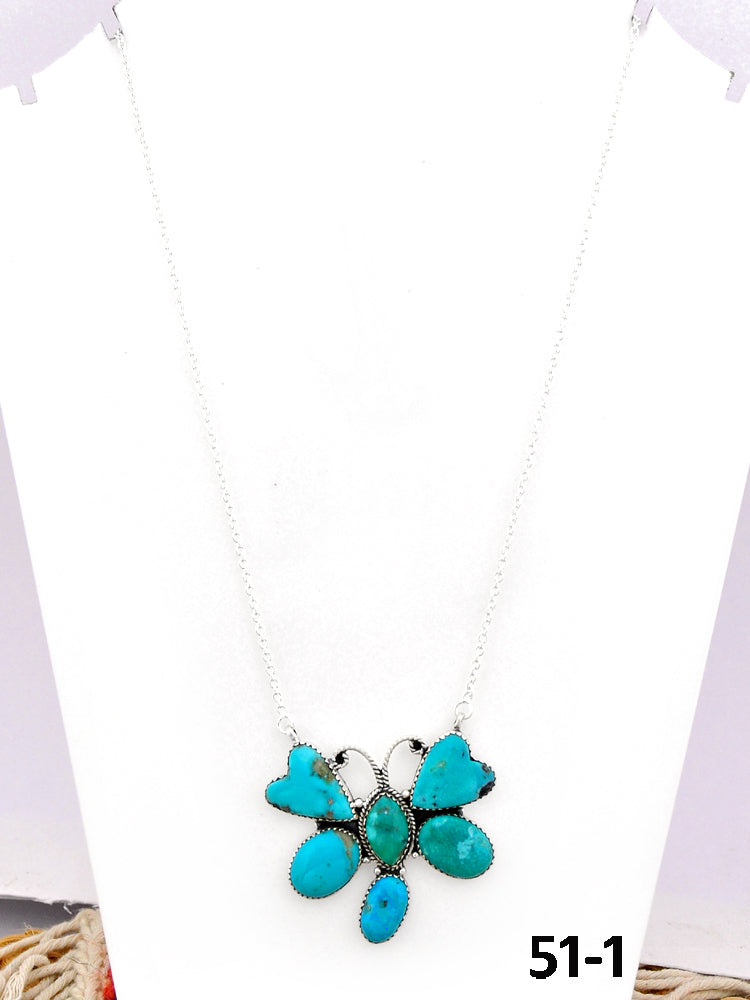 Southwest Made Campitos Turquoise & Sterling Silver Necklace 51-1