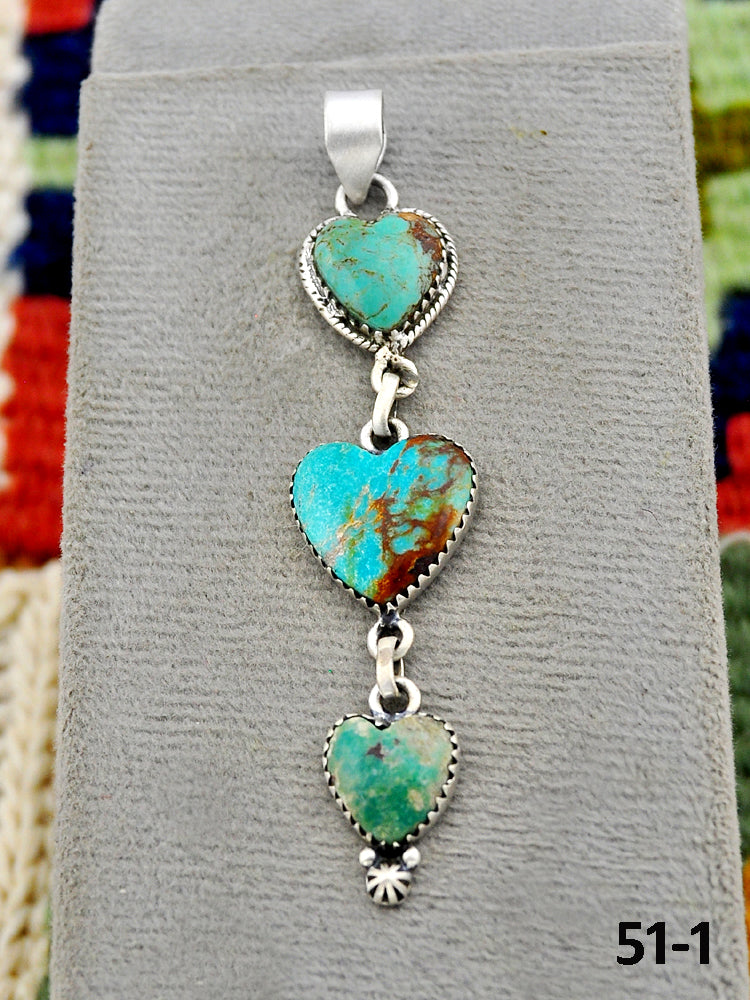 Southwest Handmade #8 Turquoise & Sterling Silver Pendants