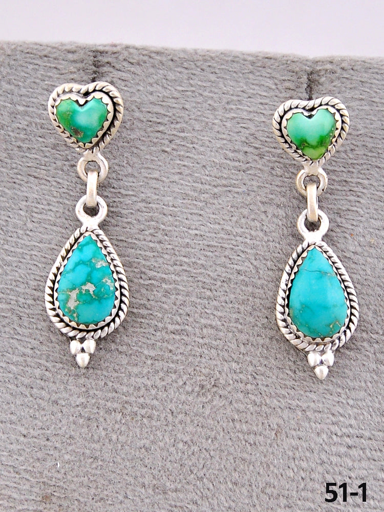 Southwest Made Emerald Valley Turquoise & Sterling Silver Post Earrings