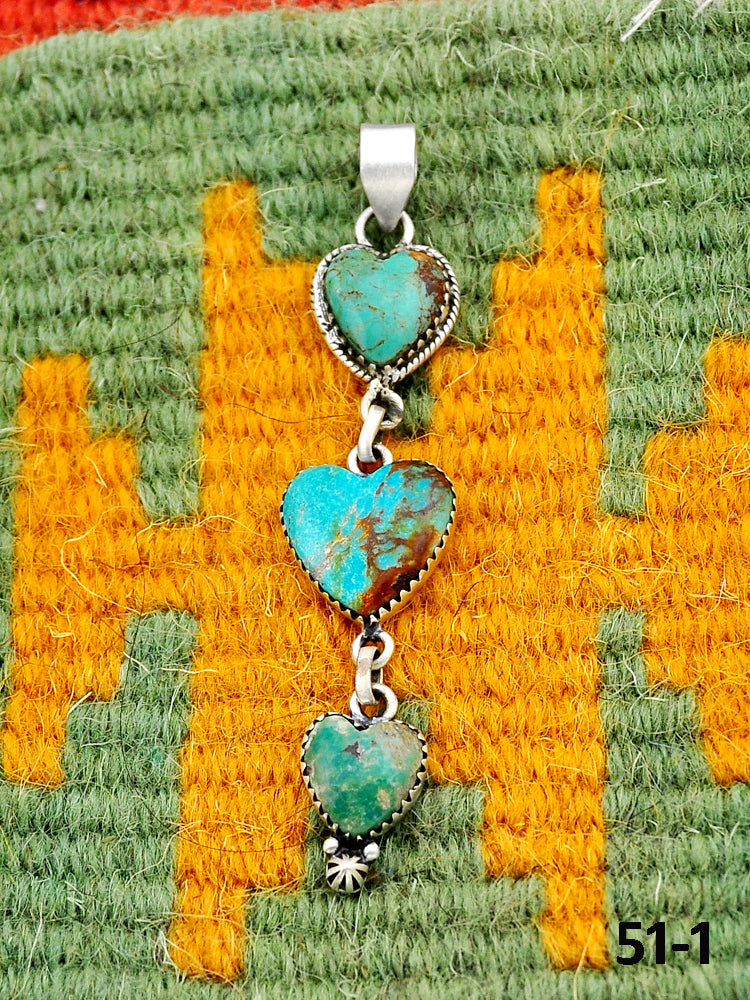 Southwest Handmade #8 Turquoise & Sterling Silver Pendants