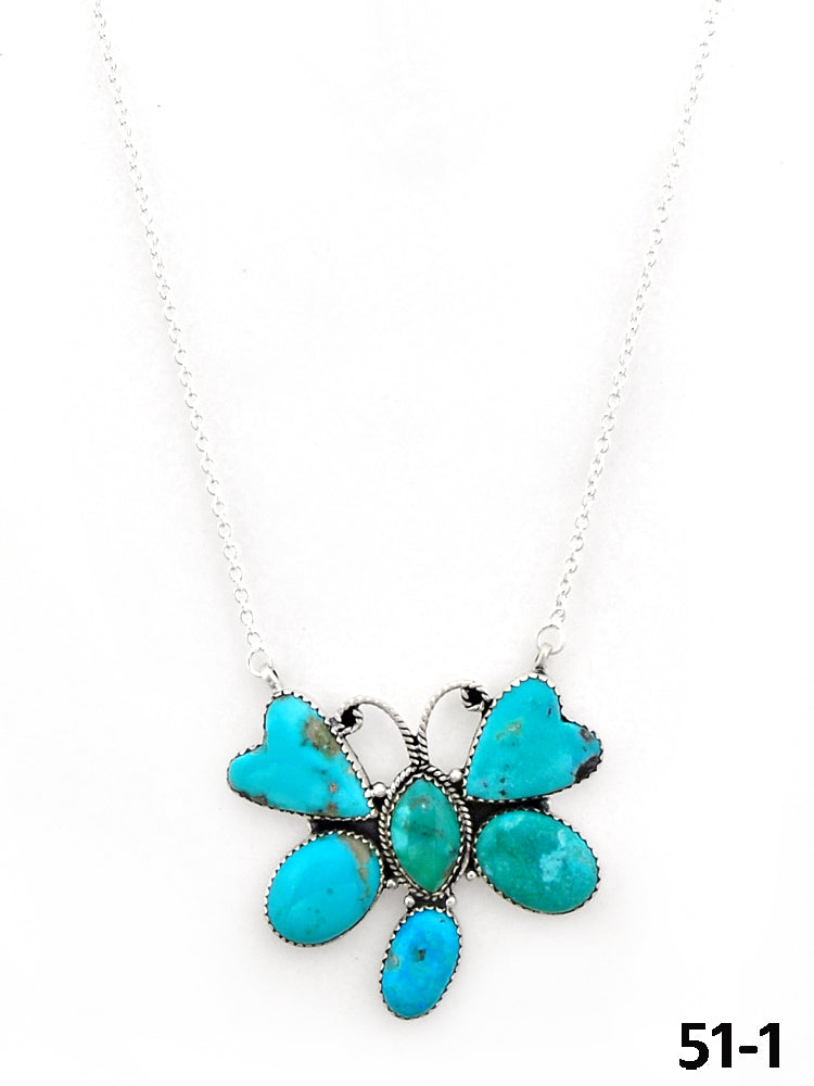 Southwest Made Campitos Turquoise & Sterling Silver Necklace 51-1