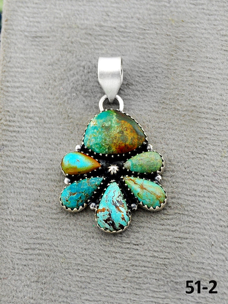 Southwest Handmade #8 Turquoise & Sterling Silver Pendants