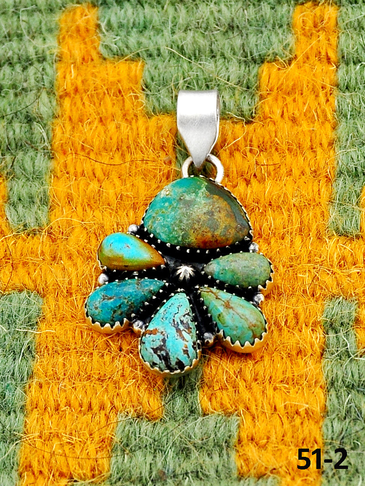 Southwest Handmade #8 Turquoise & Sterling Silver Pendants
