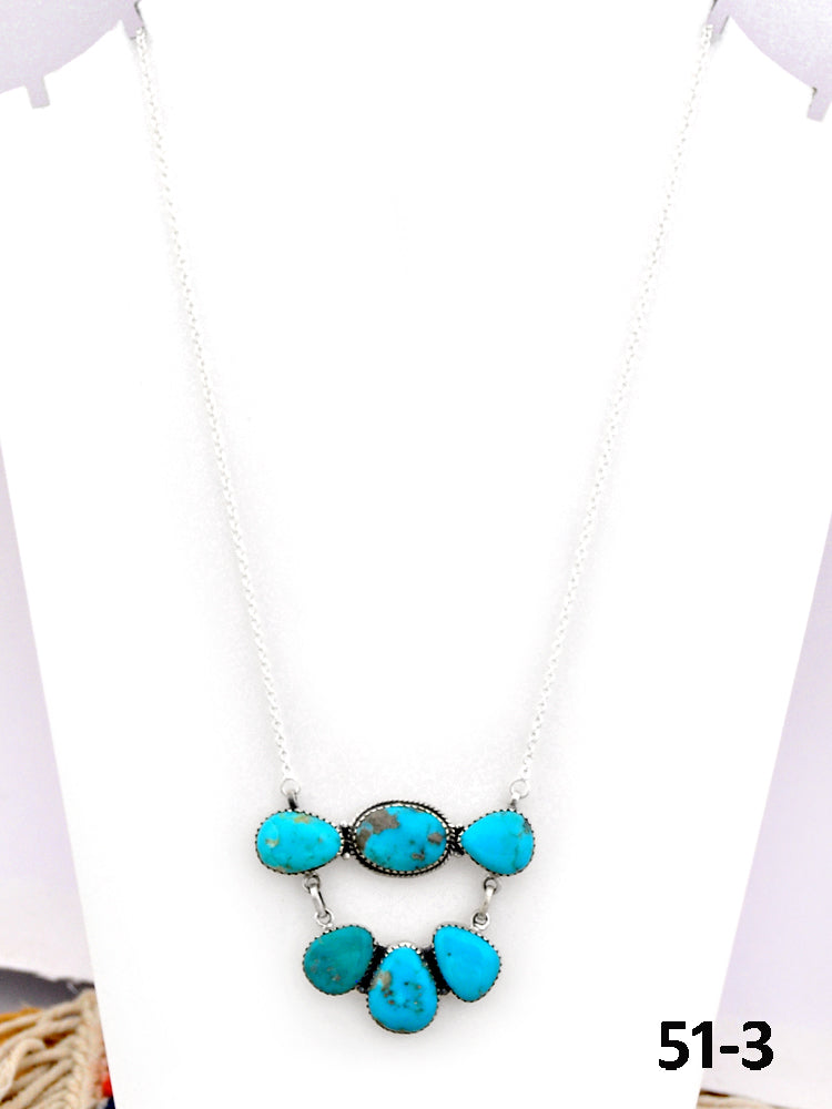 Southwest Made Campitos Turquoise & Sterling Silver Necklace 51-3