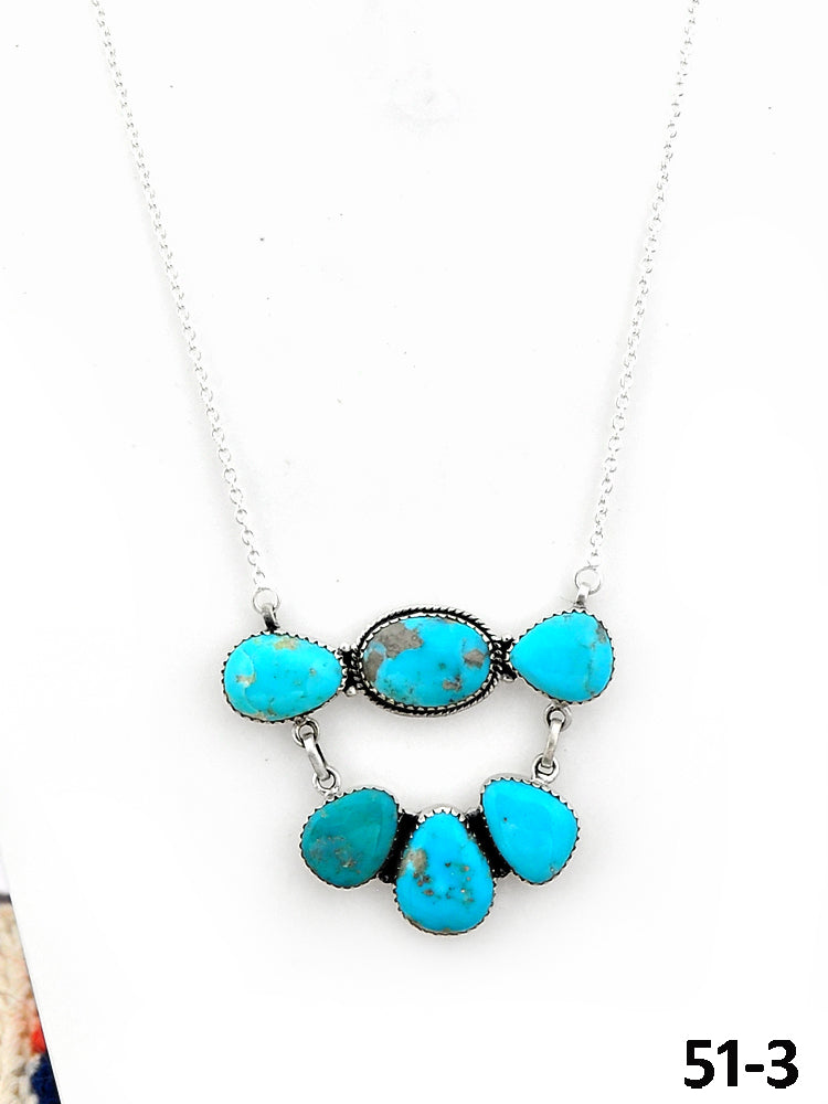 Southwest Made Campitos Turquoise & Sterling Silver Necklace 51-3