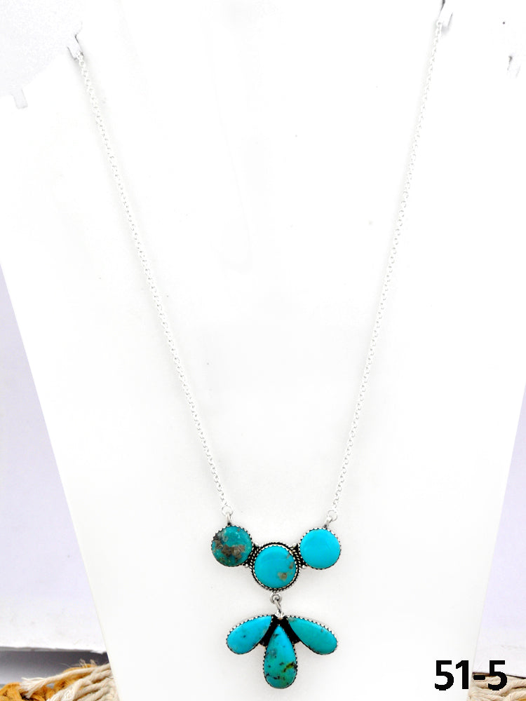 Southwest Made Campitos Turquoise & Sterling Silver Necklace 51-5