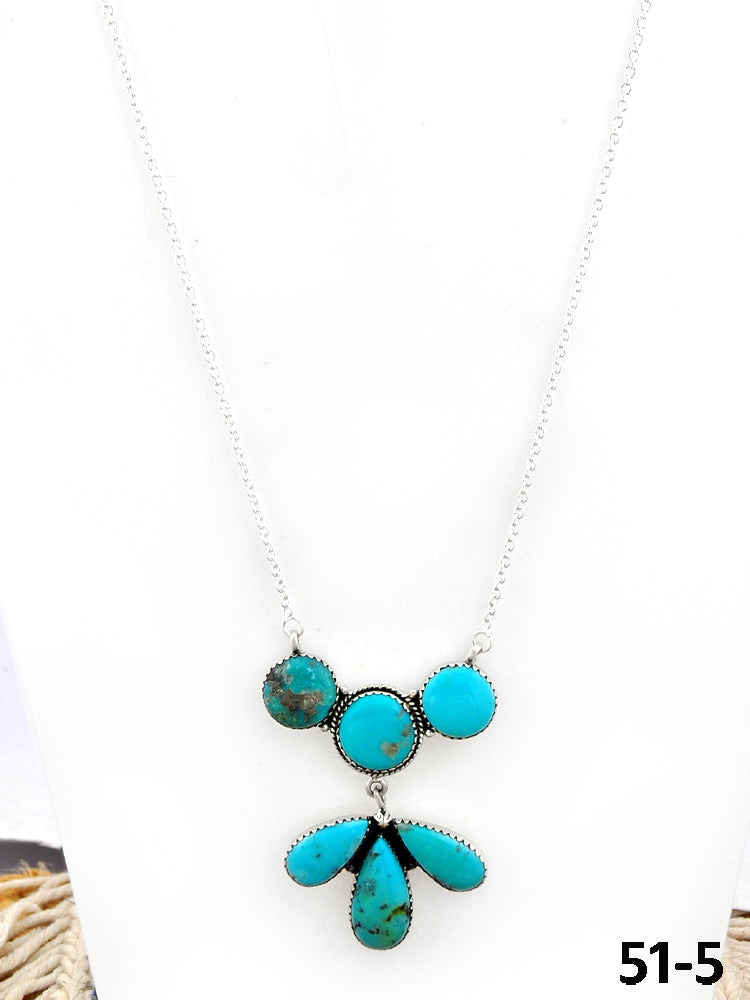 Southwest Made Campitos Turquoise & Sterling Silver Necklace 51-5