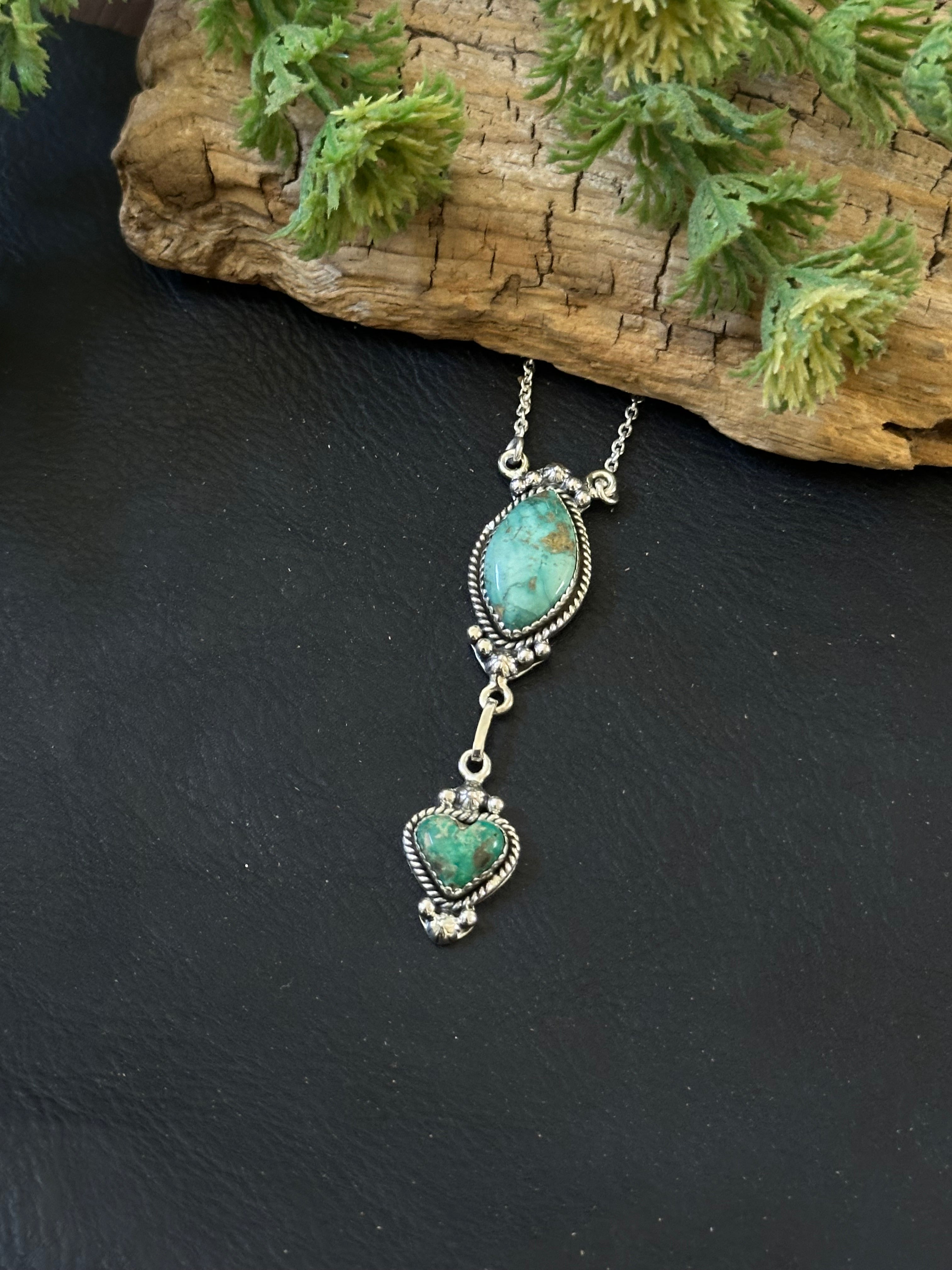 Southwest Handmade Emerald Valley Turquoise & Sterling Silver Necklace