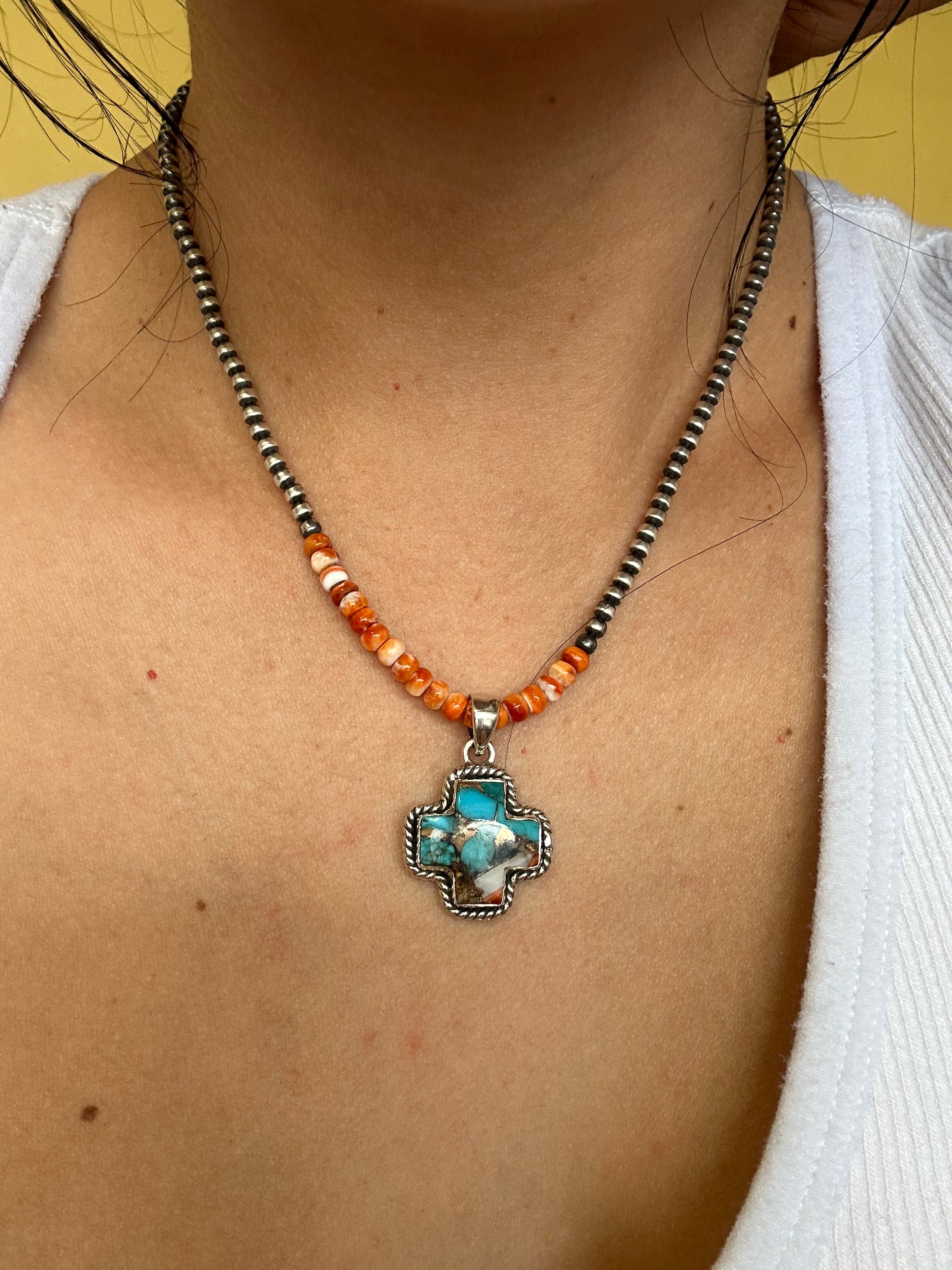 Southwest Handmade Mohave Turquoise & Sterling Silver Pendant