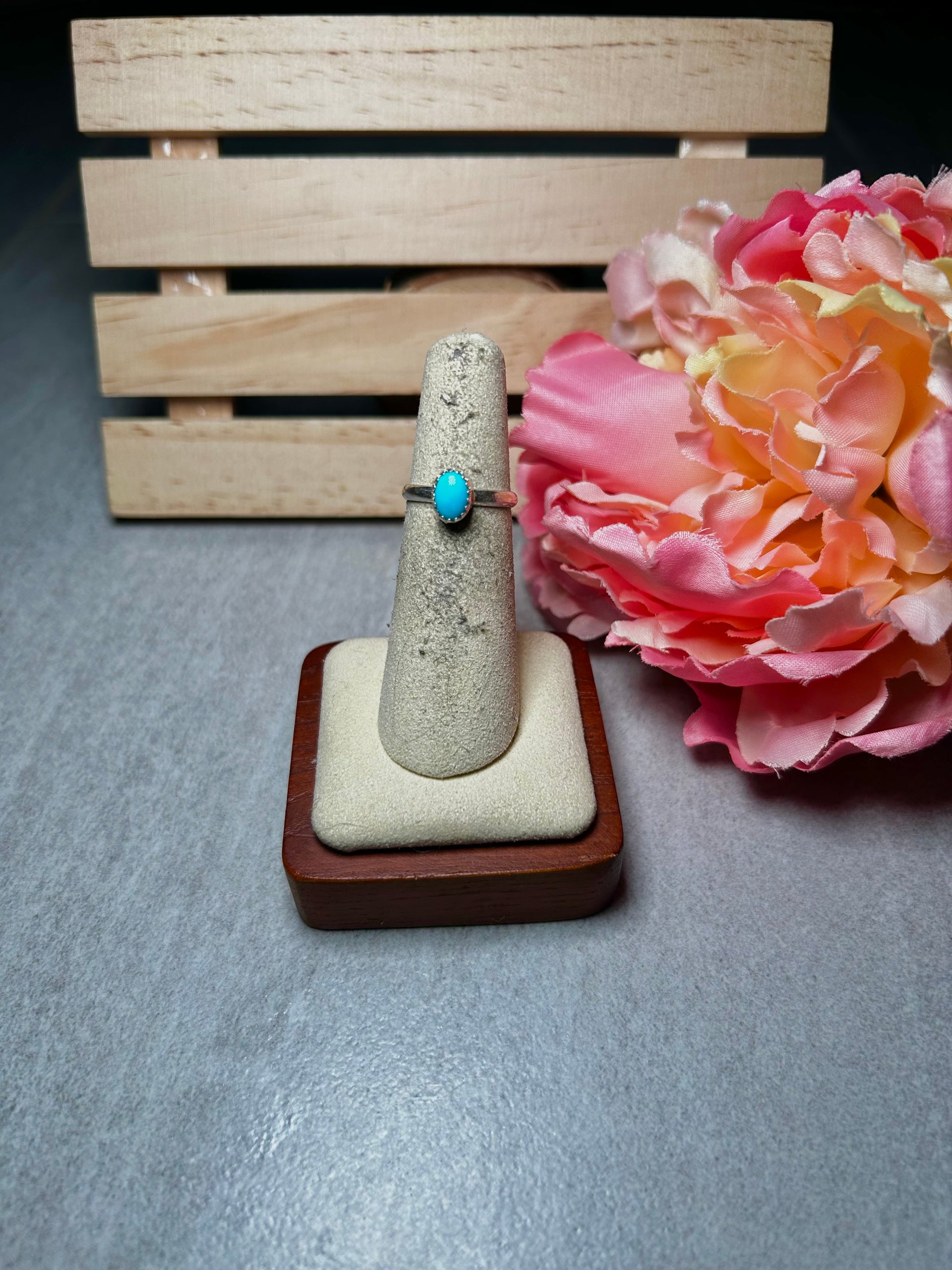 Navajo Made Sleeping Beauty Turquoise & Sterling Silver Ring