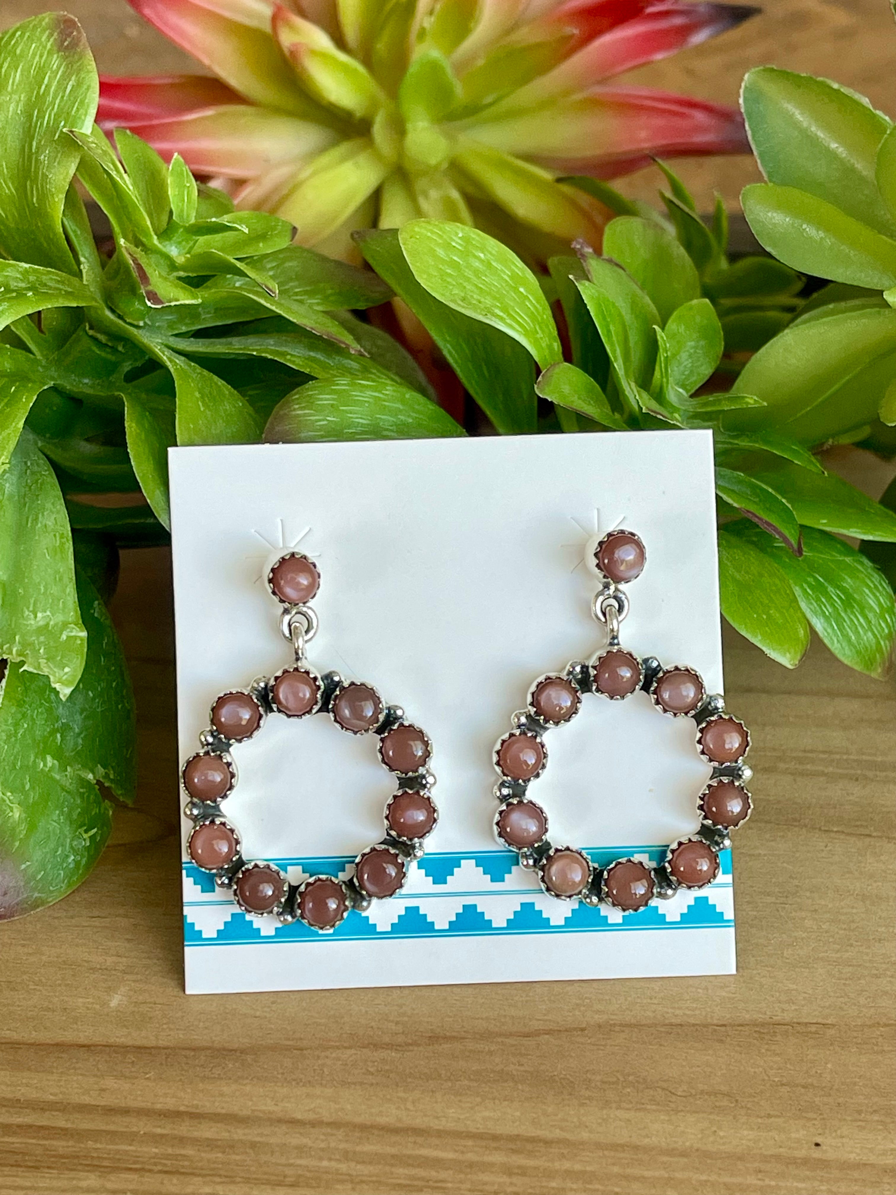 Southwest Handmade Chocolate Jasper Circle Post Earrings