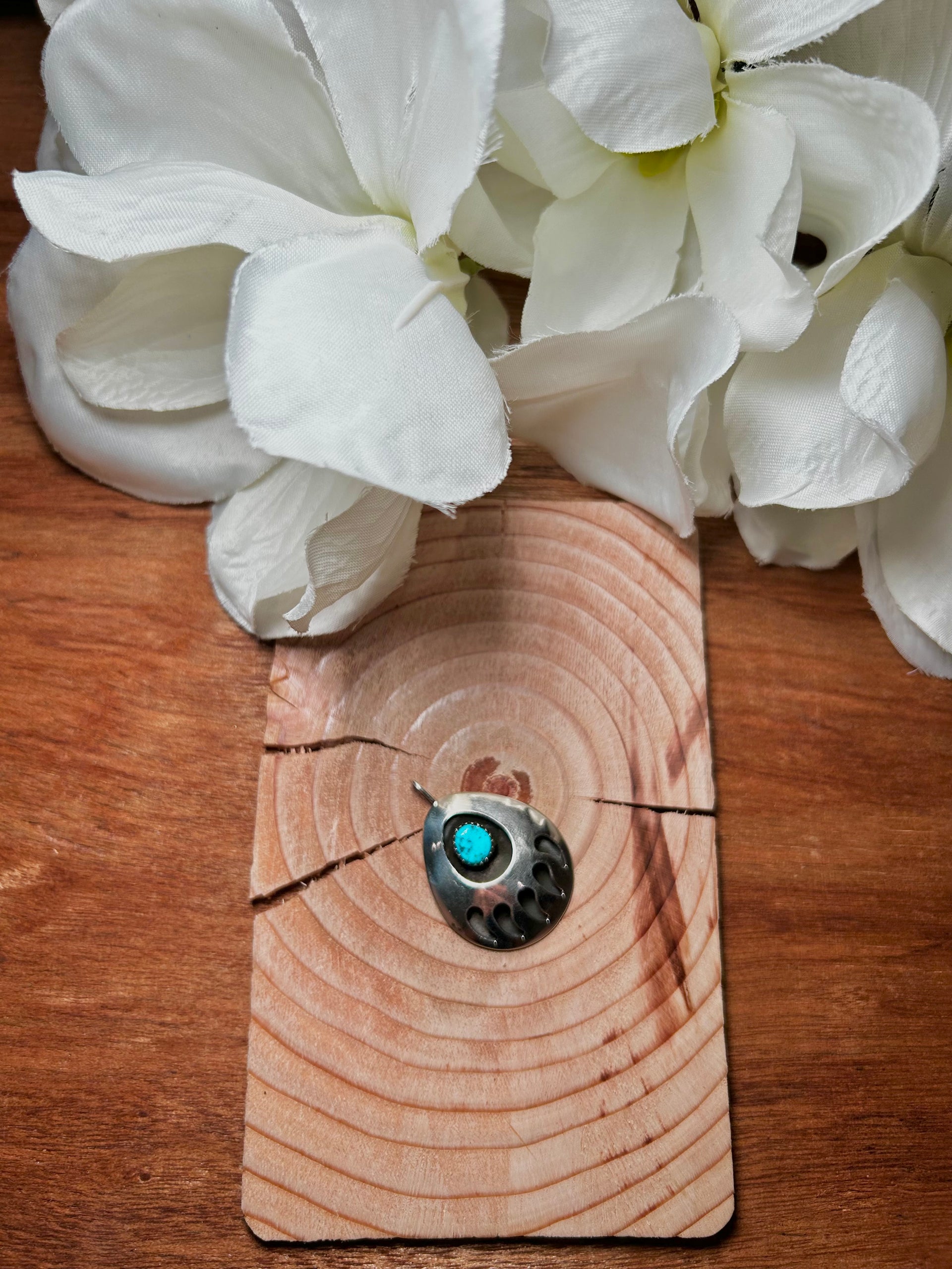 Navajo Made Kingman Turquoise & Sterling Silver Pendant
