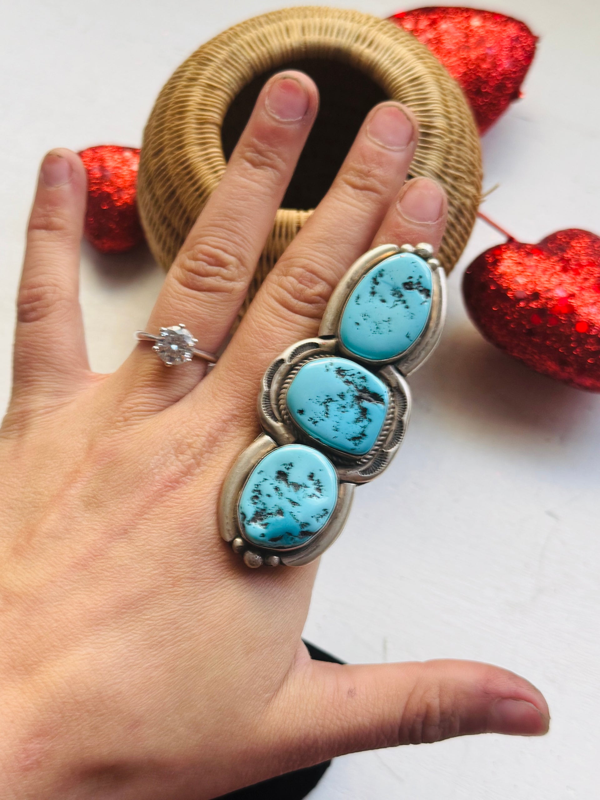 Rita Lee Old Stock Sleeping Beauty Turquoise & Sterling Silver Adjustable Ring