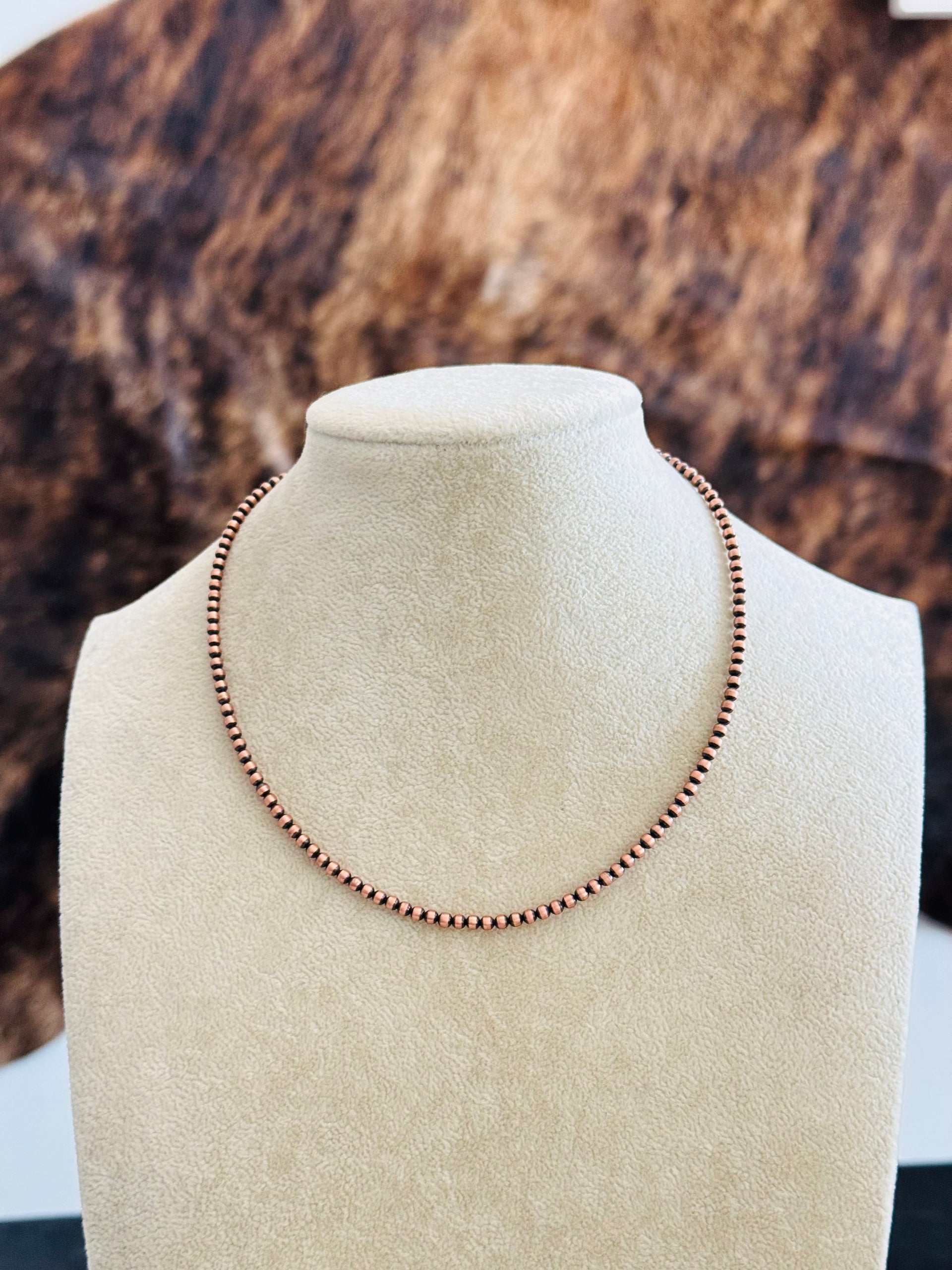 Navajo Strung Copper Pearls Beaded Necklace