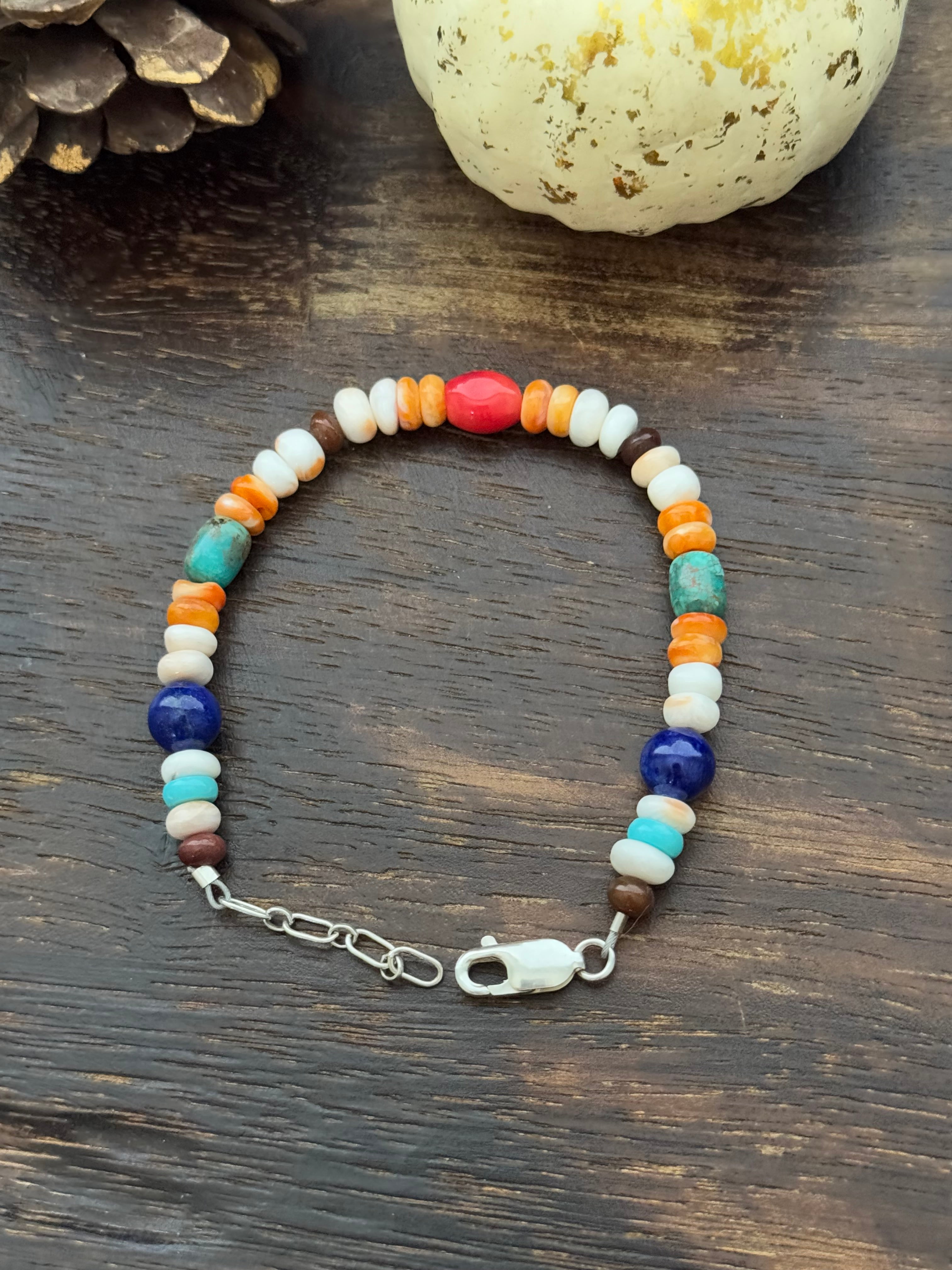 Navajo Strung Sterling Silver Beaded Bracelet