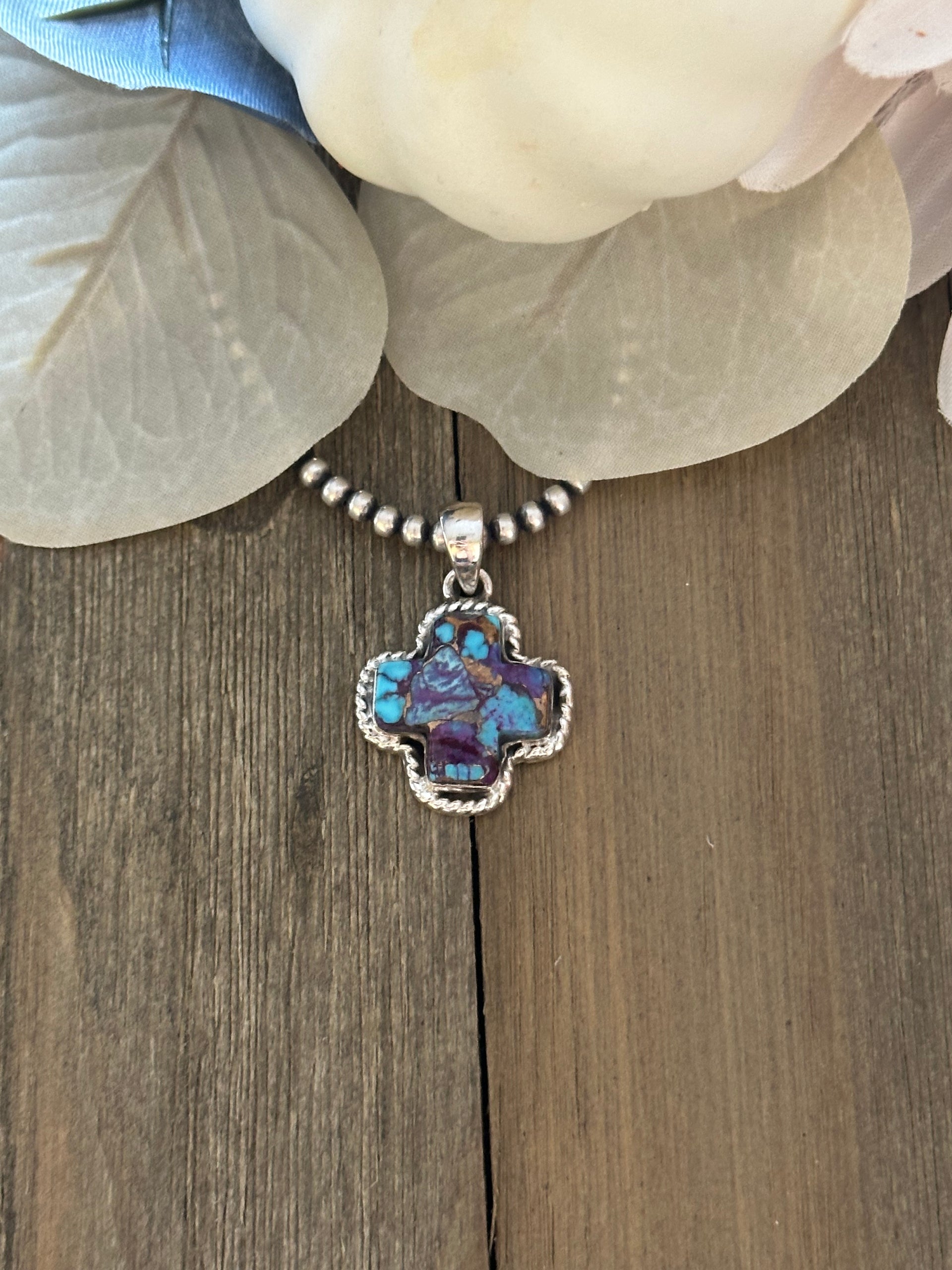 Southwest Handmade Mohave Turquoise & Sterling Silver Pendant