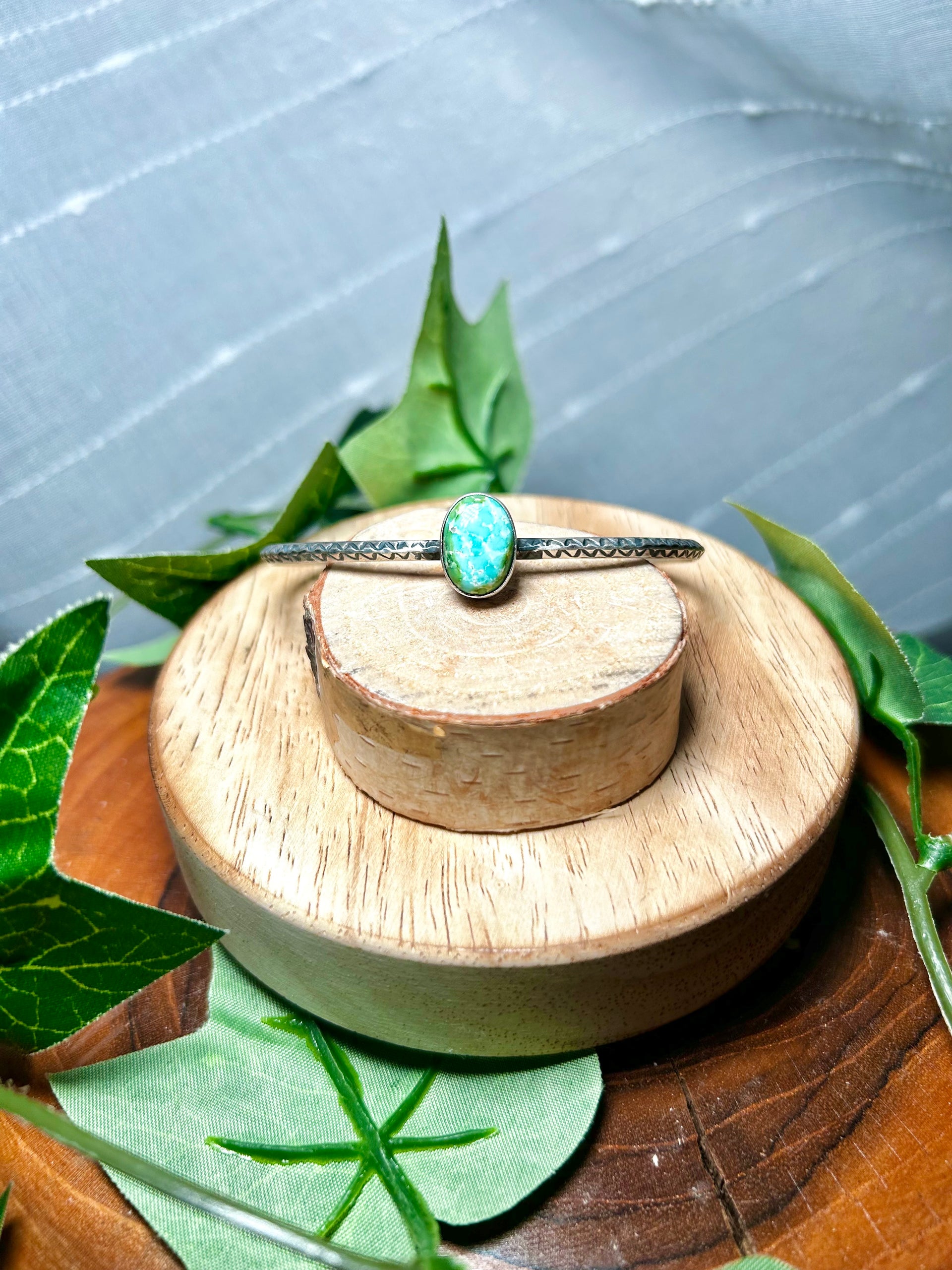 Navajo Made Sonoran Mountain Turquoise & Sterling Silver Cuff Bracelet