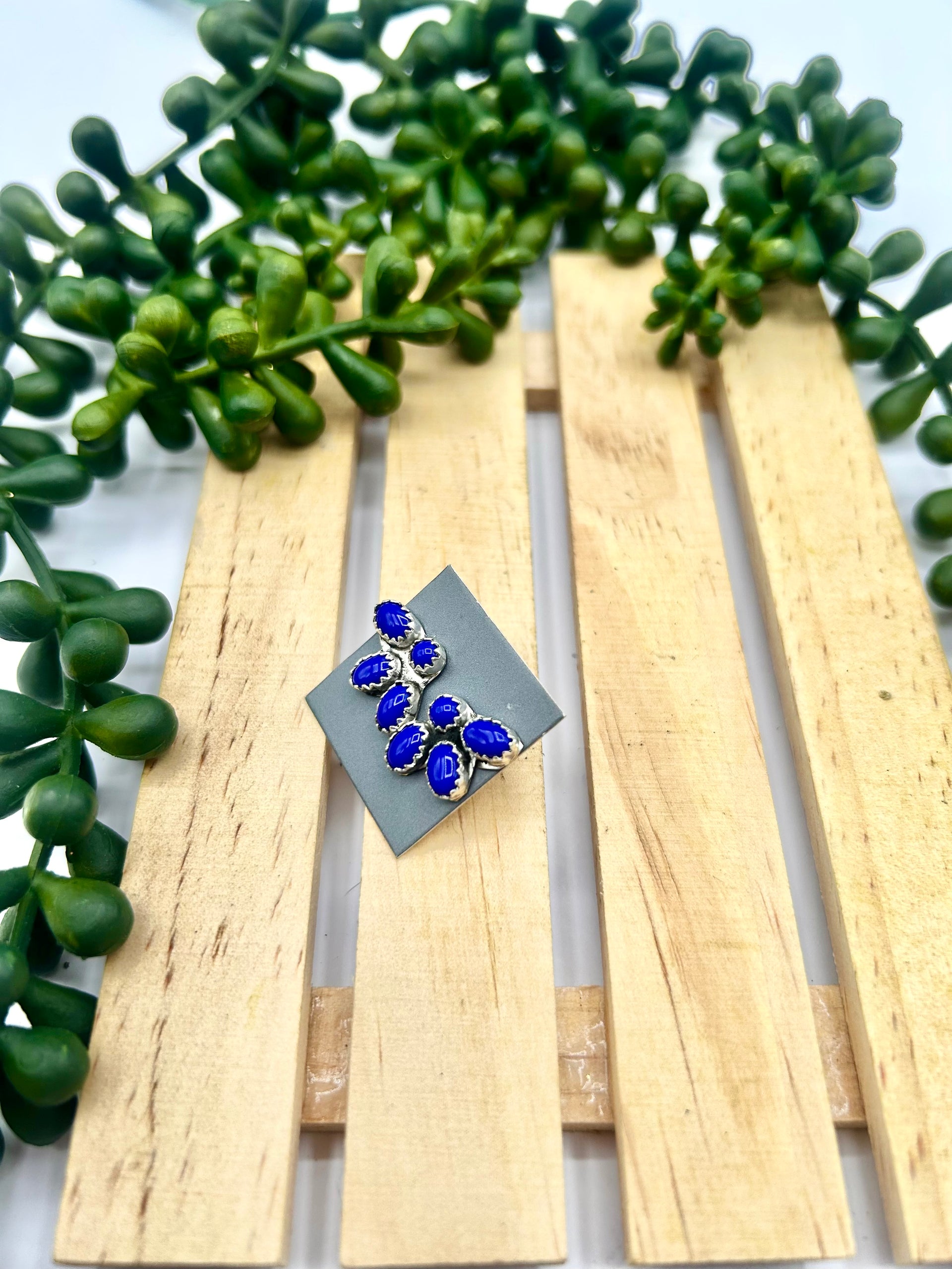 Navajo Made Lapis & Sterling Silver Post Earrings