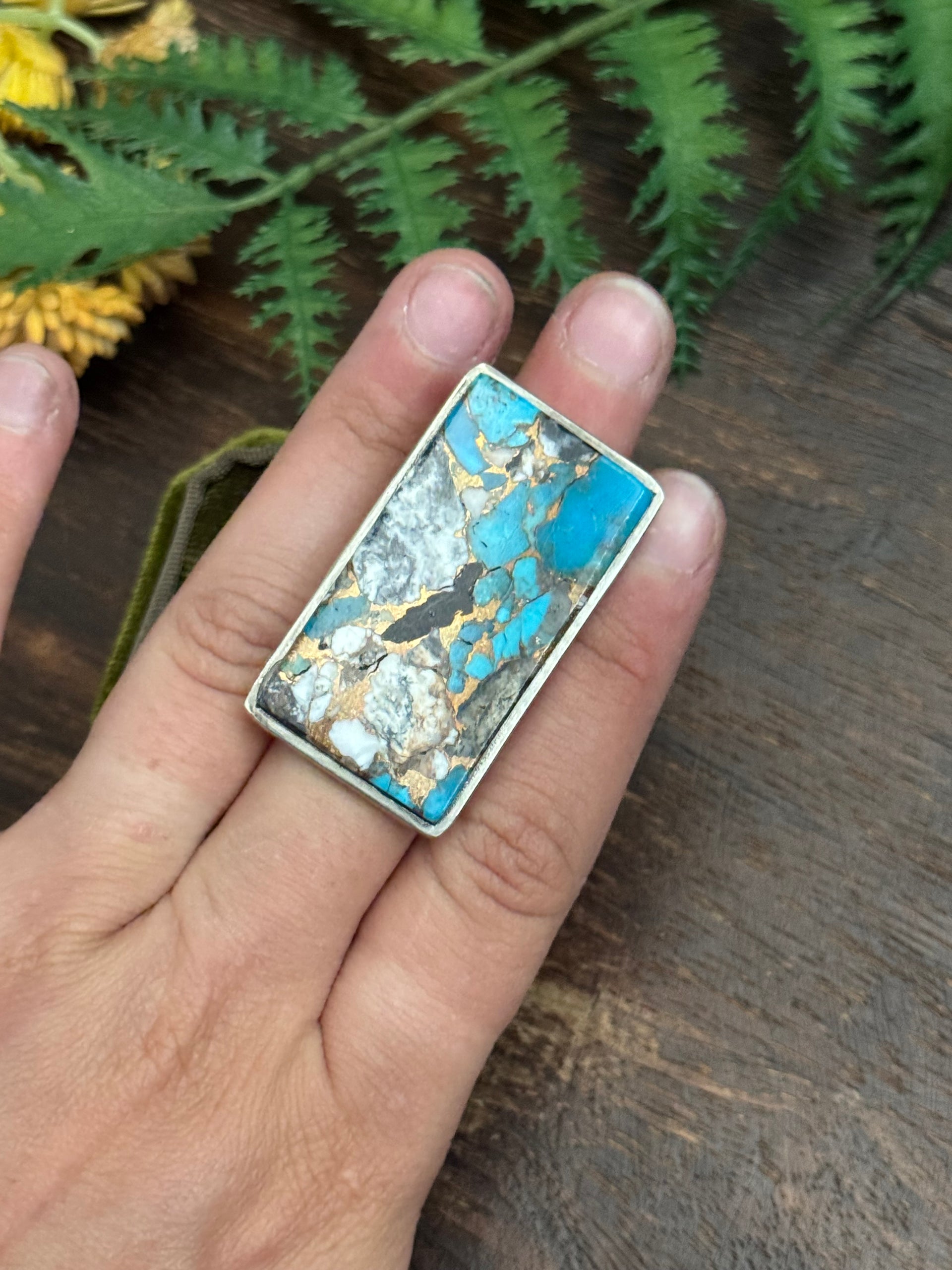Navajo Made Mohave Turquoise & Sterling Silver Ring Size 5