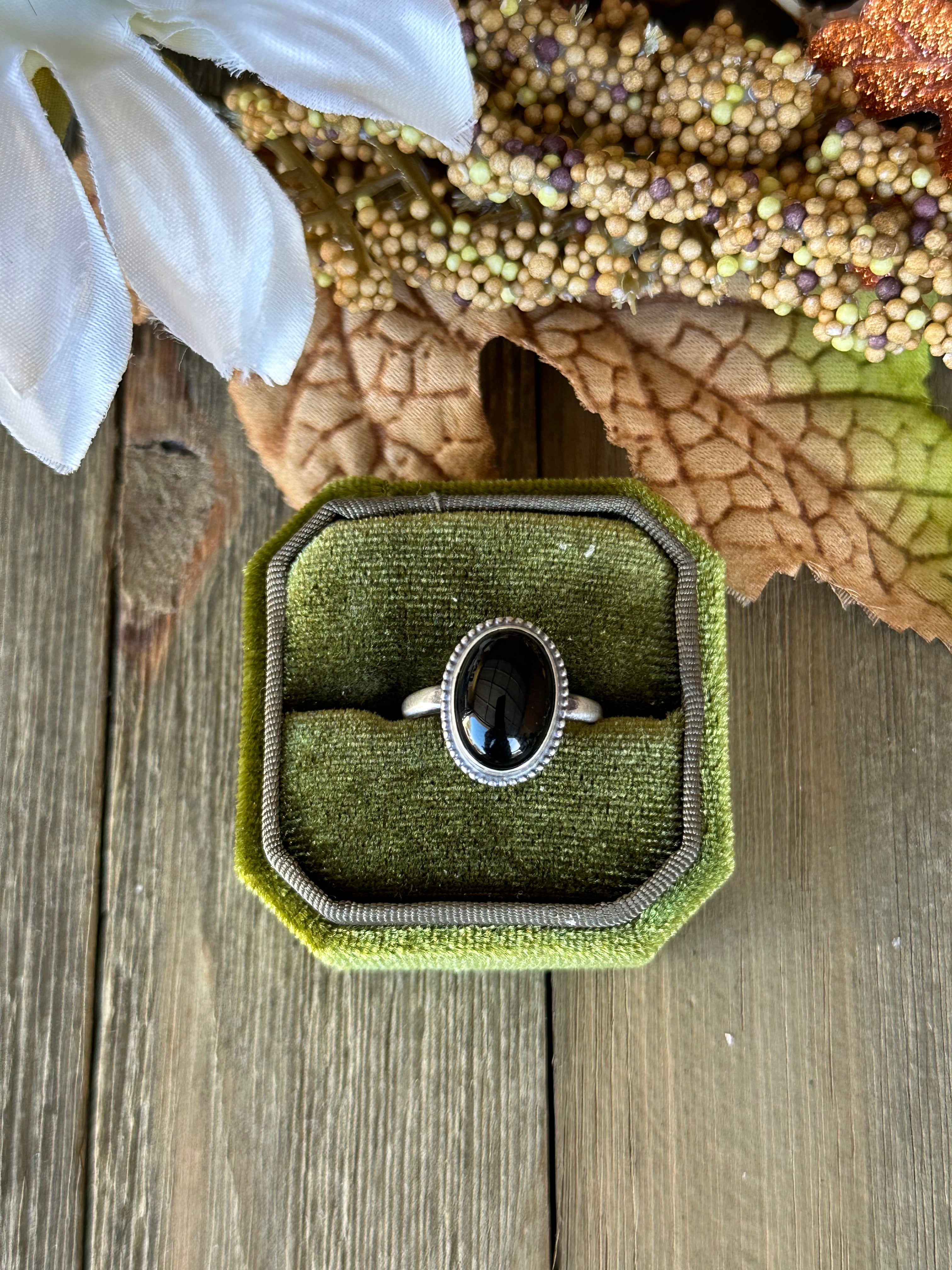 Navajo Made Onyx & Sterling Silver Ring