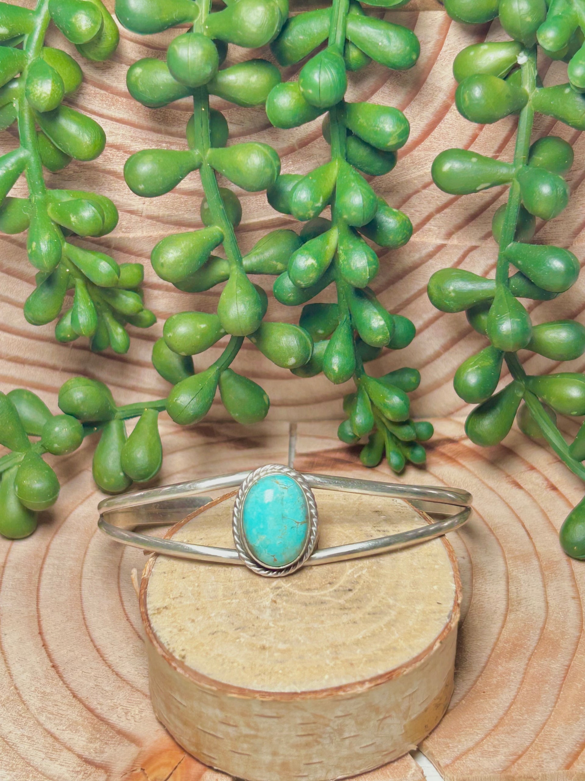 Navajo Made Kingman Turquoise & Sterling Silver Cuff Bracelet