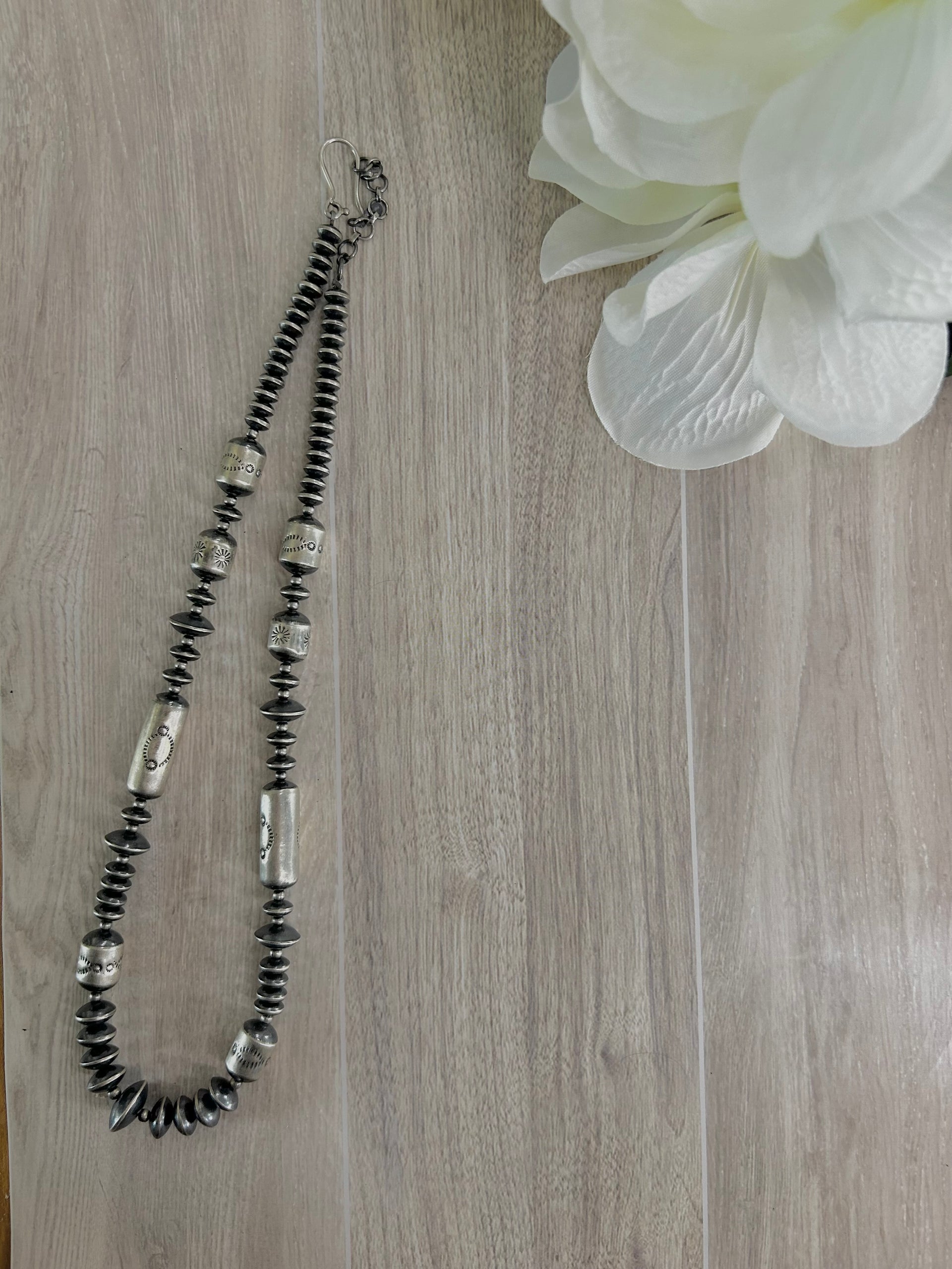 Southwest Handmade Sterling Sliver Pearl Necklace