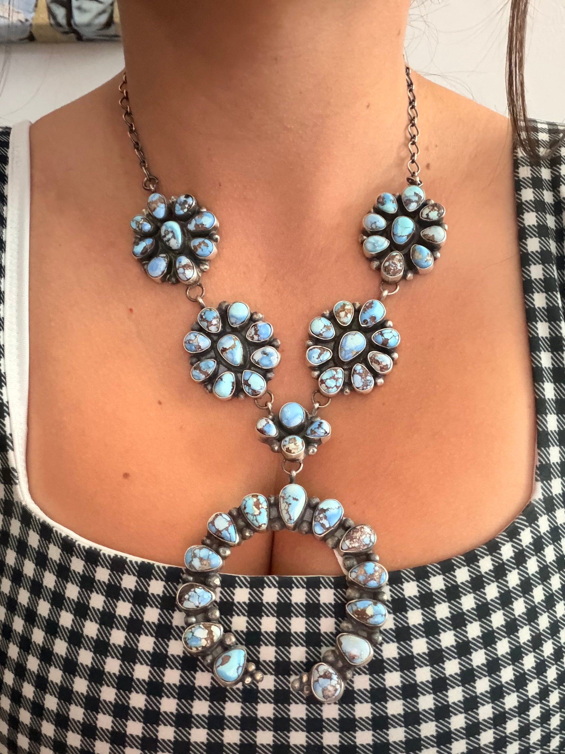 Sheila Becenti Golden Hill’s Turquoise & Sterling Silver Necklace Set