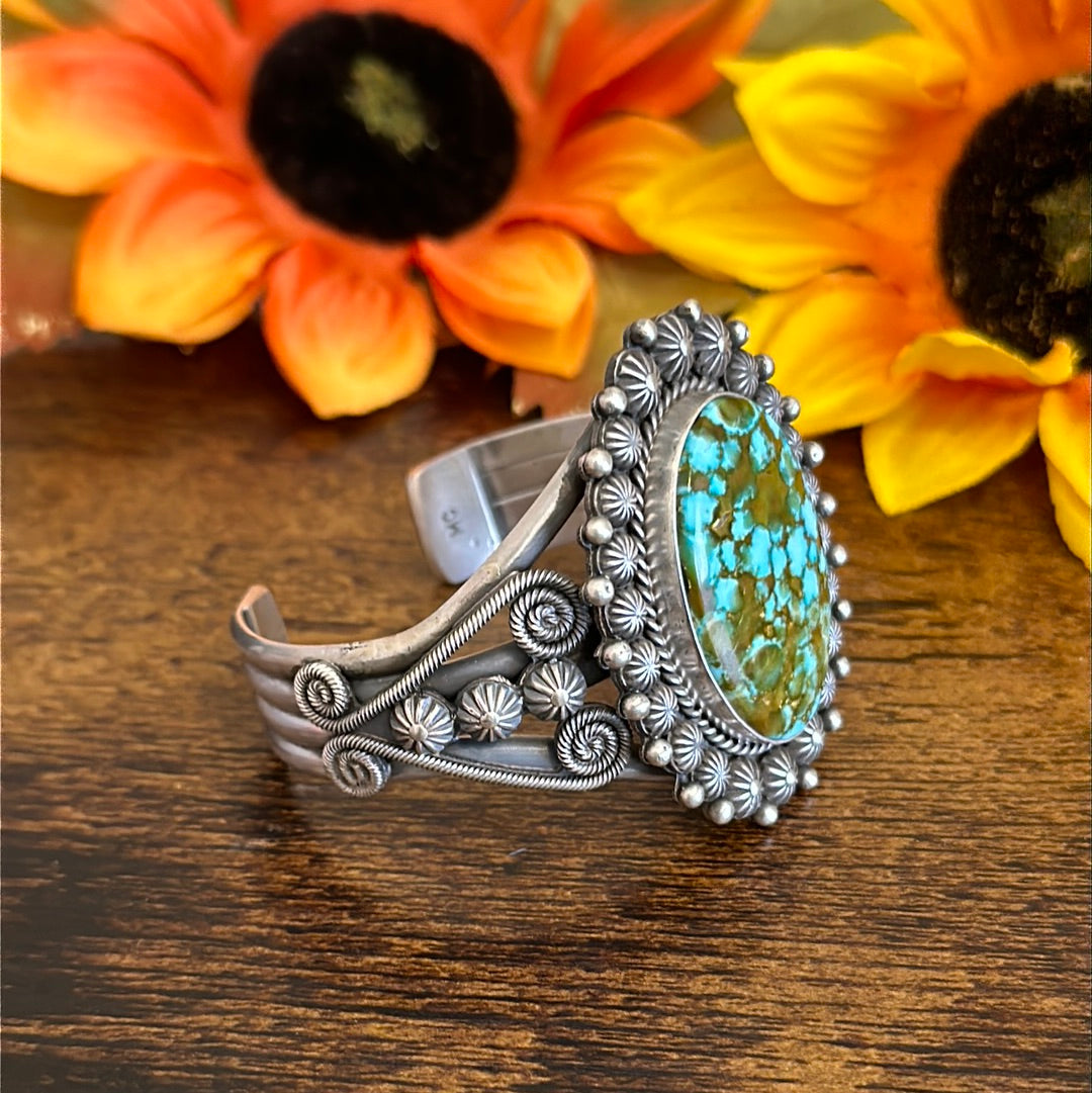 Mike Caladito High Grade Kingman Turquoise & Sterling Silver Cuff Bracelet
