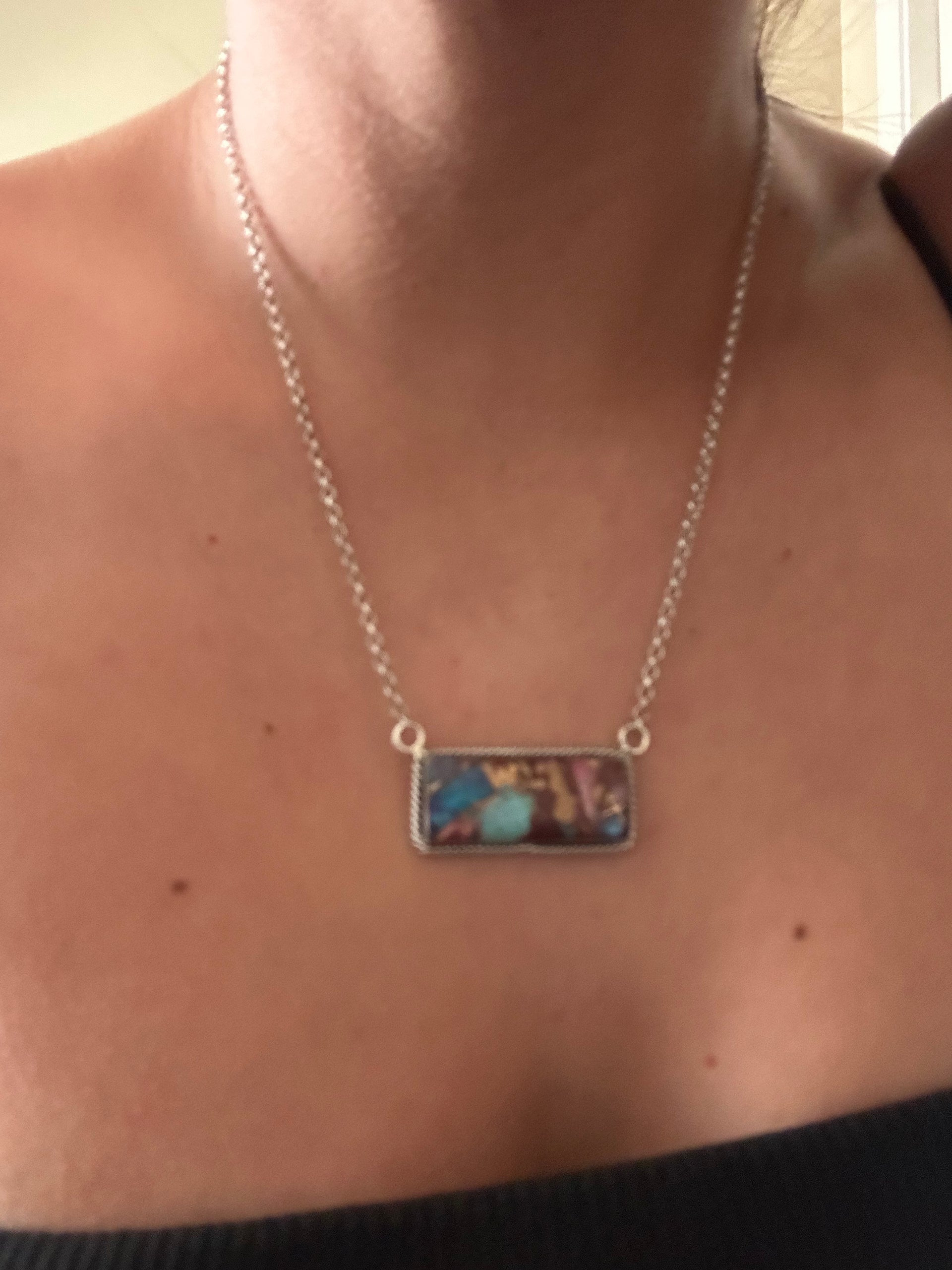 Southwest Made Mohave Turquoise & Sterling Silver Necklace