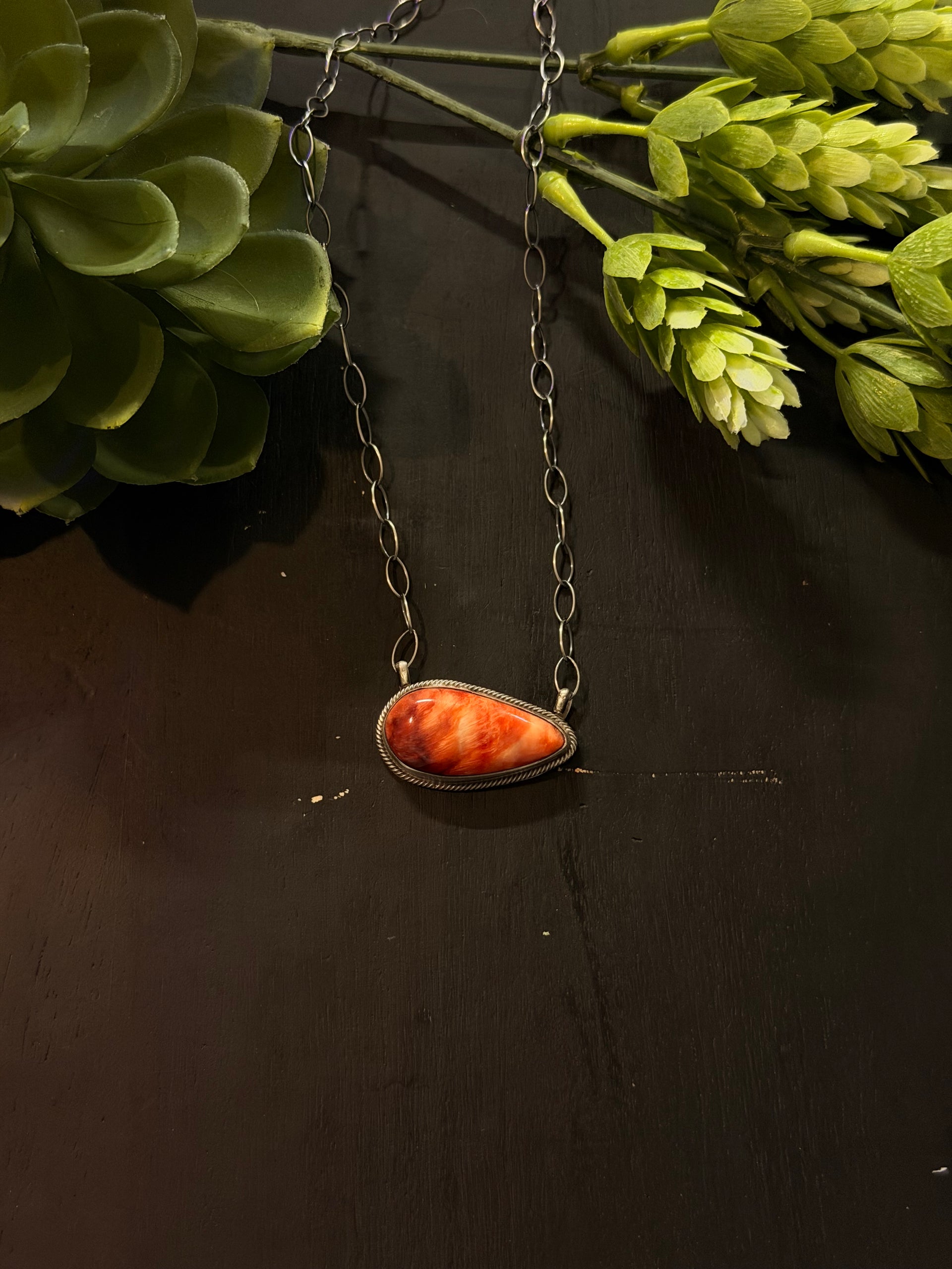 Antionette Martinez Red Spiny Oyster & Sterling Silver Necklace