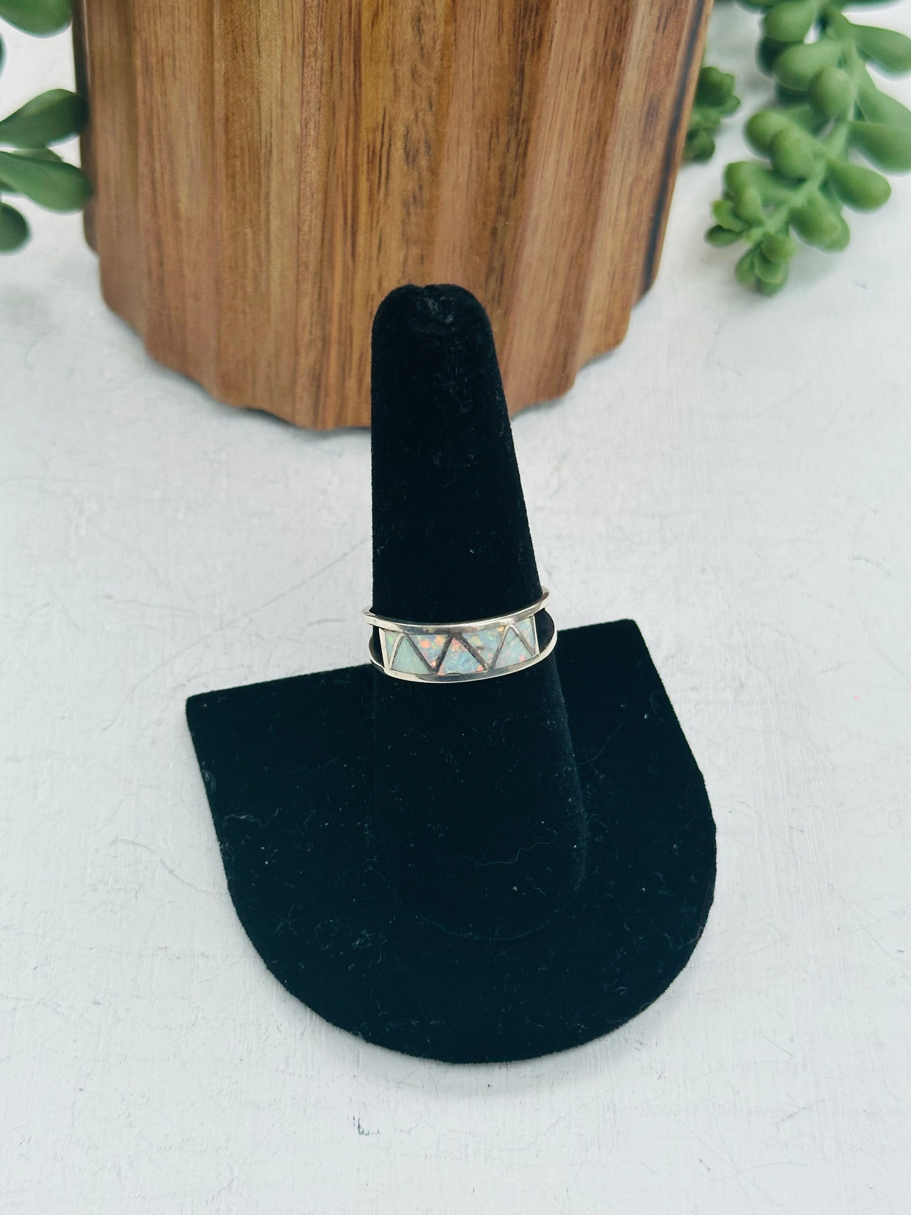 Navajo Made Sterling Silver Inlay Ring