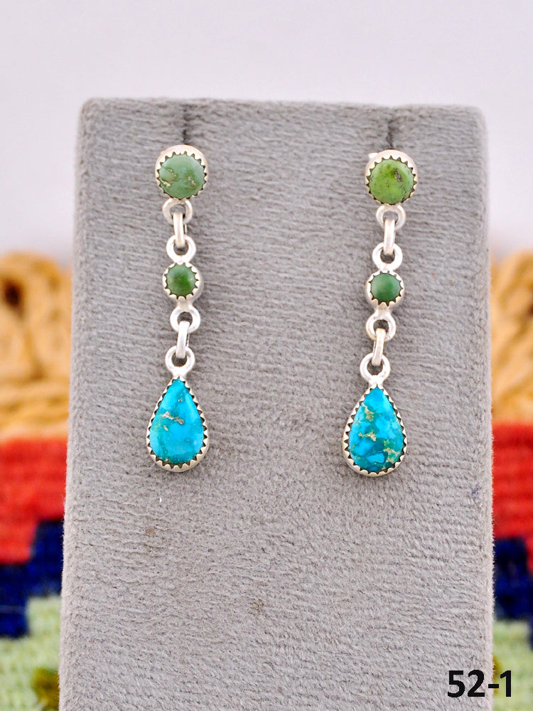 Southwest Made Emerald Valley Turquoise & Sterling Silver Post Earrings