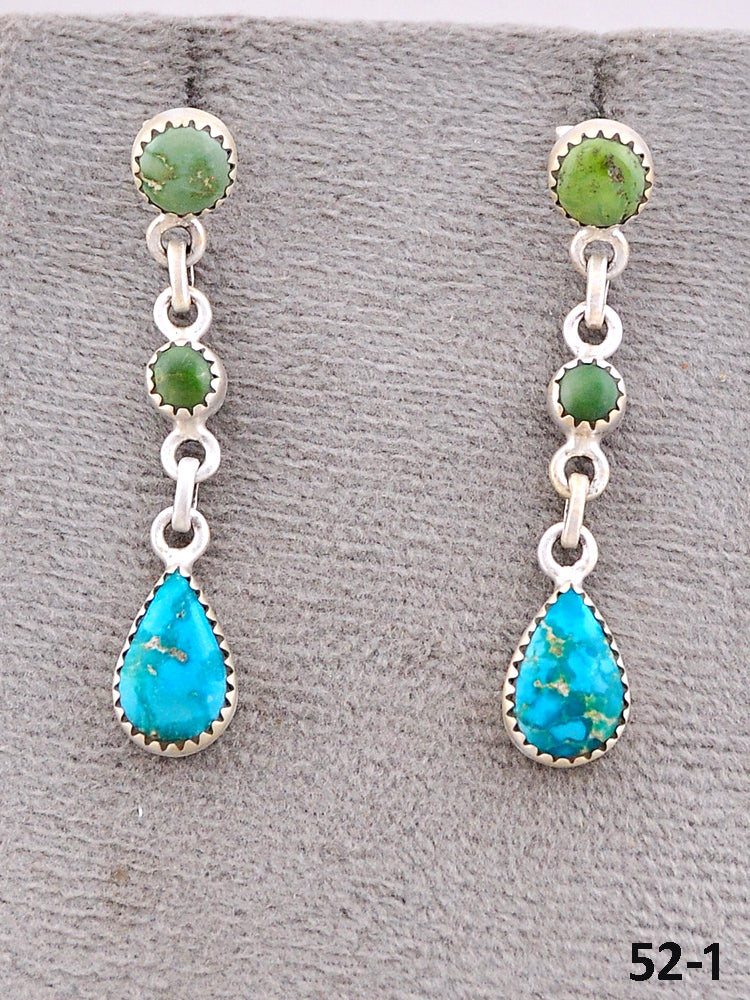 Southwest Made Emerald Valley Turquoise & Sterling Silver Post Earrings