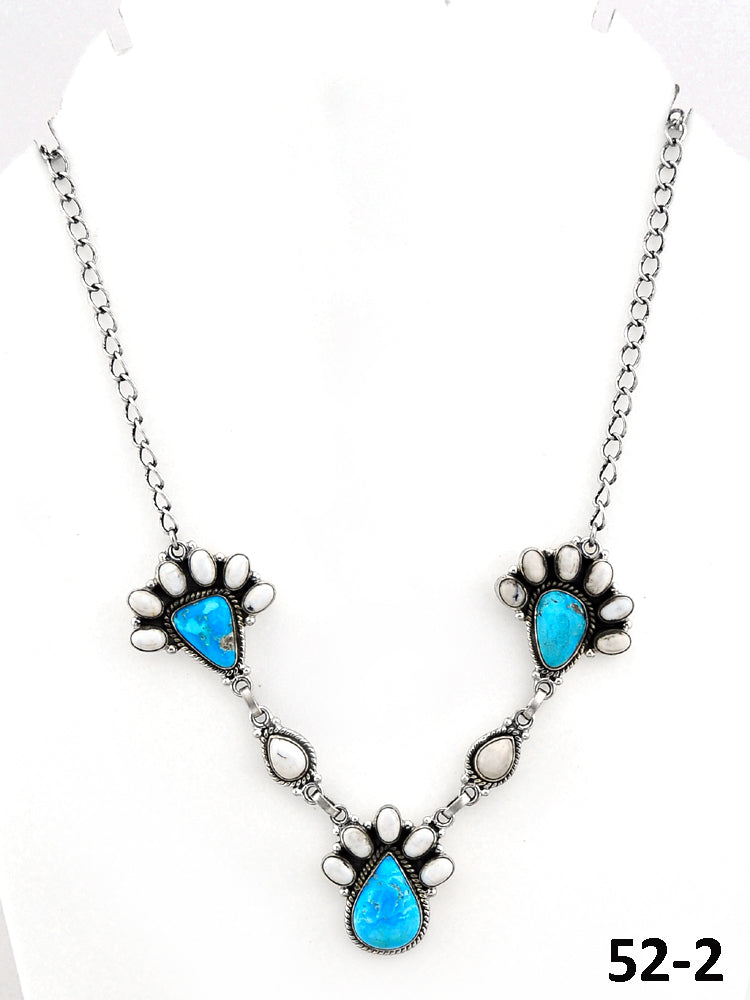 Southwest Made Sierra Bella Turquoise with White Buffalo & Sterling Silver Necklace