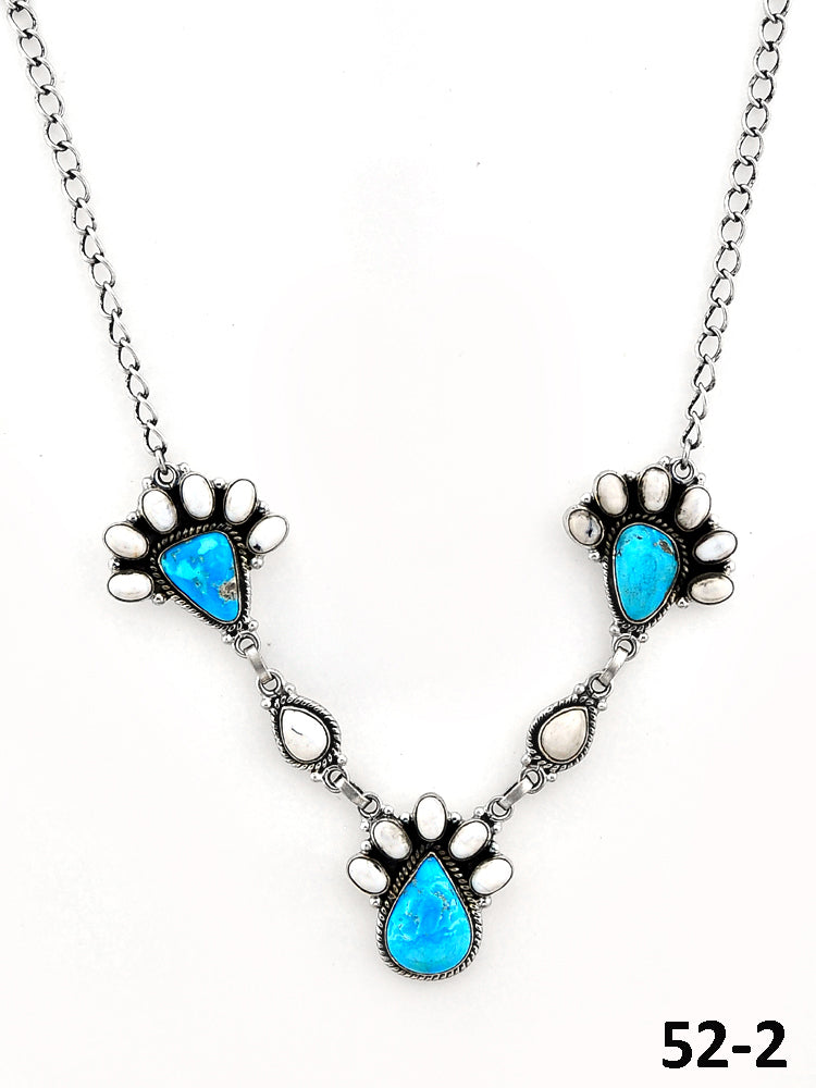 Southwest Made Sierra Bella Turquoise with White Buffalo & Sterling Silver Necklace