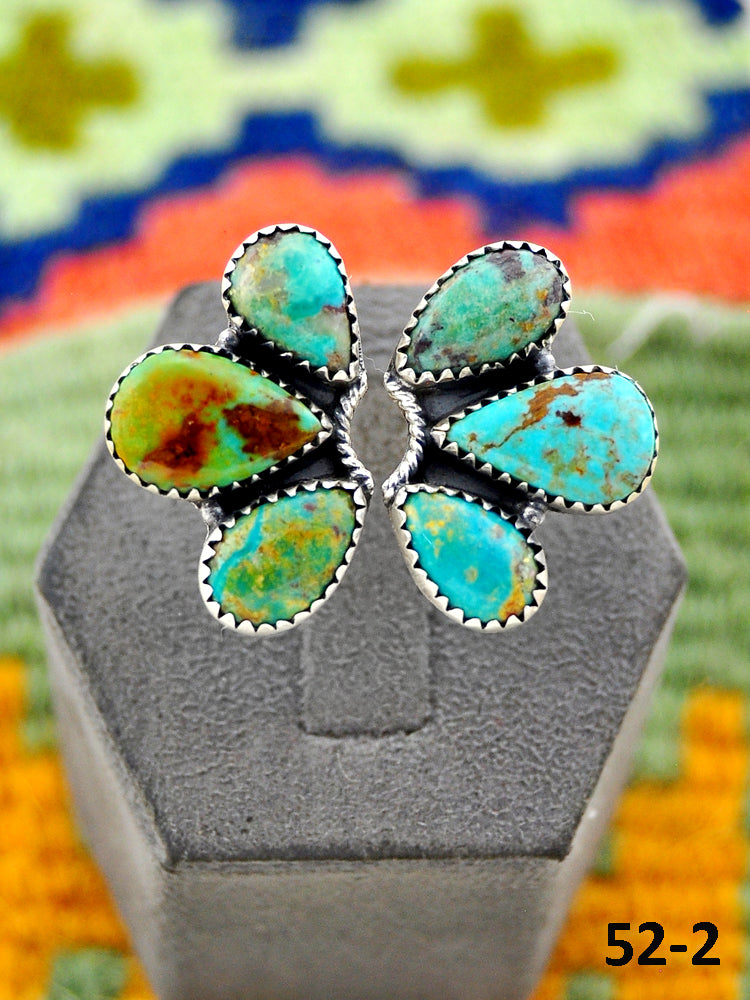Southwest Handmade #8 Turquoise & Sterling Silver Adjustable Ring