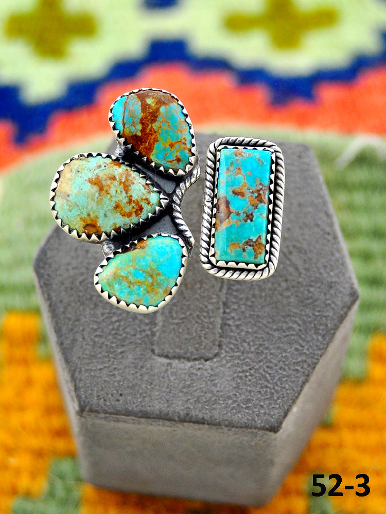 Southwest Handmade #8 Turquoise & Sterling Silver Adjustable Ring