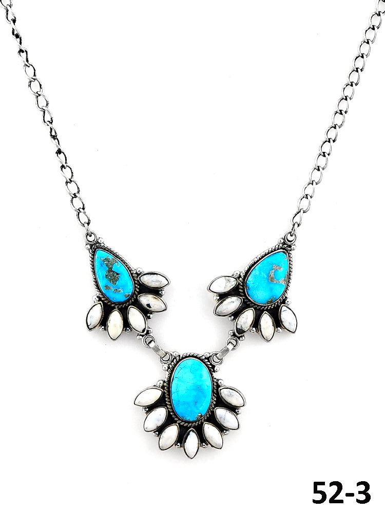 Southwest Made Sierra Bella Turquoise with White Buffalo & Sterling Silver Necklace
