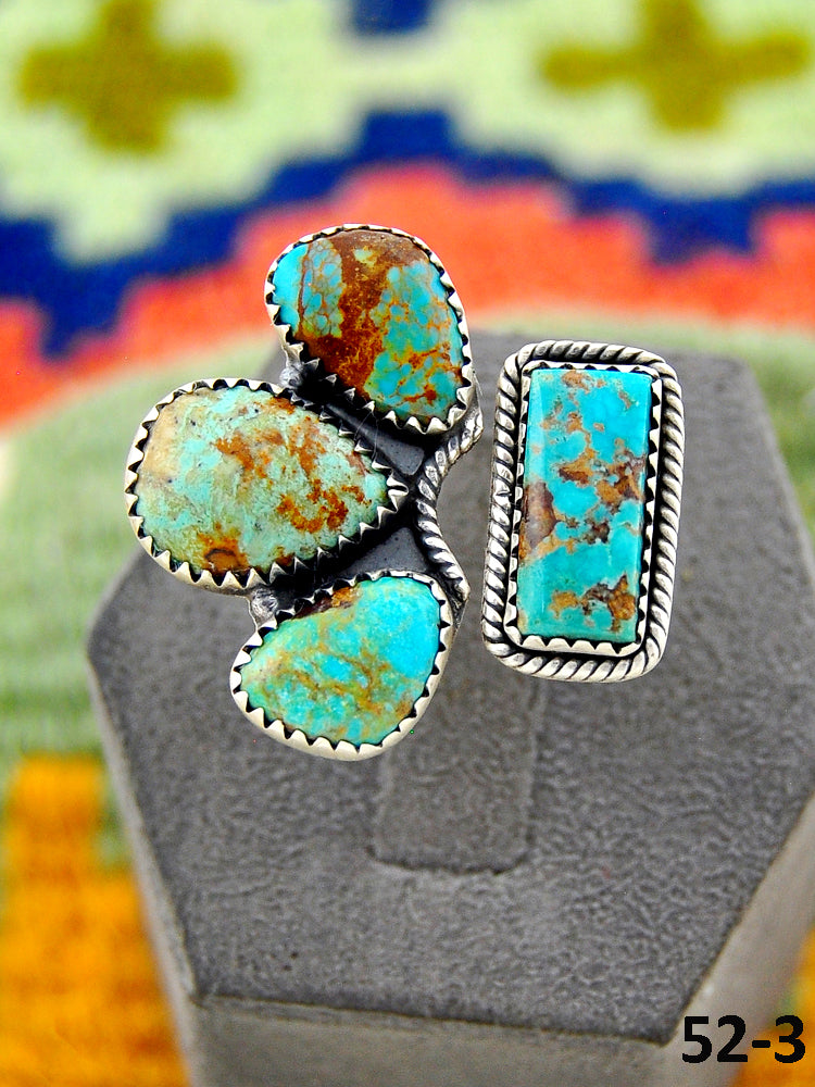 Southwest Handmade #8 Turquoise & Sterling Silver Adjustable Ring