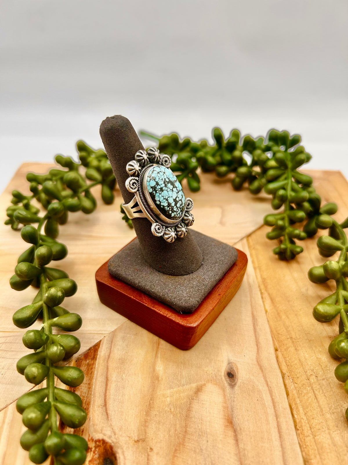 Navajo Made Royston Turquoise & Sterling Silver Ring Size 7.75