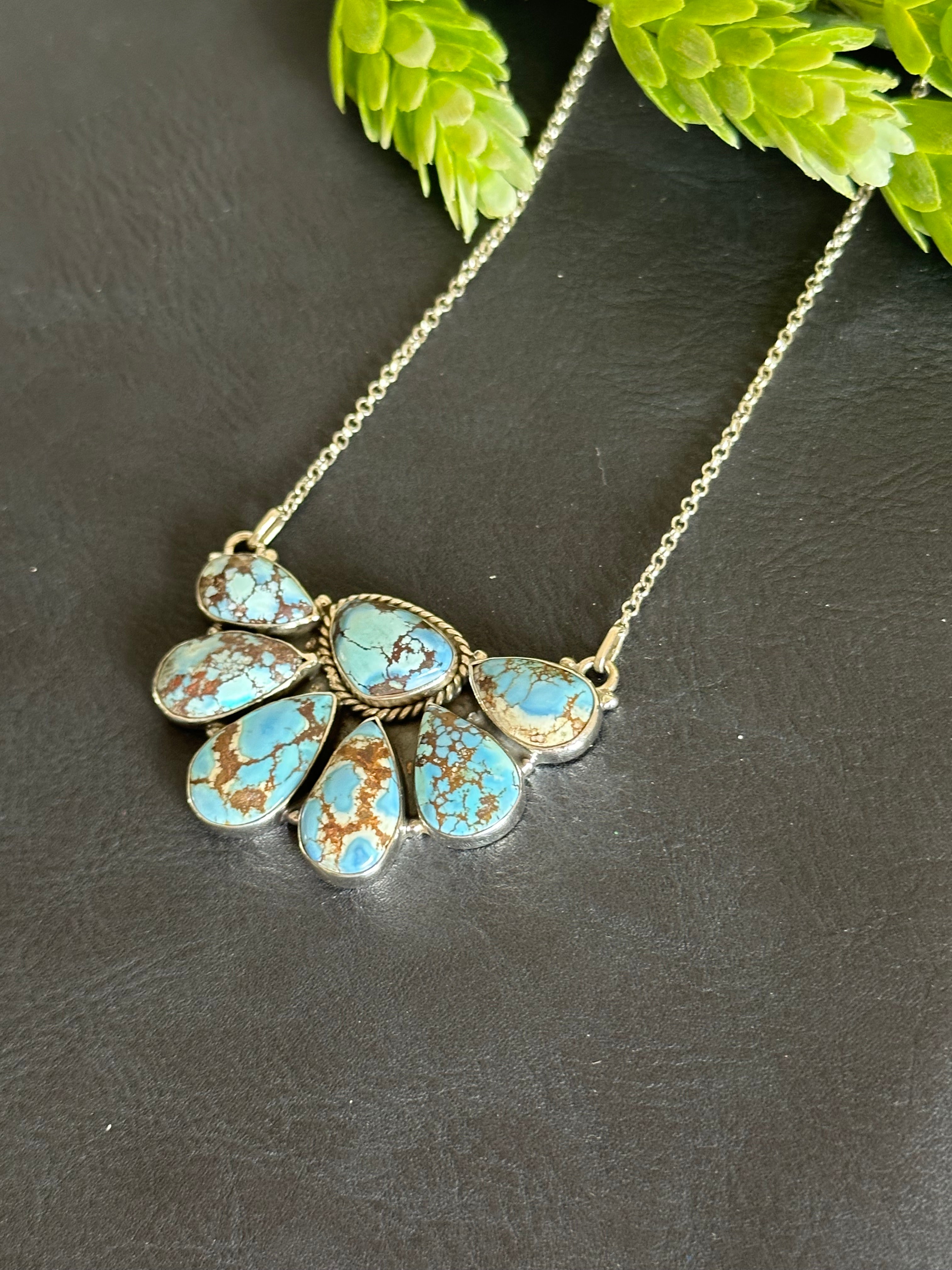 Southwest Handmade Golden Hills Turquoise & Sterling Silver Necklace