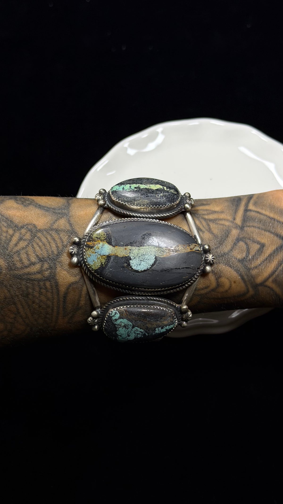 Donovan Nez Black Jack Turquoise & Sterling Silver Cuff Bracelet