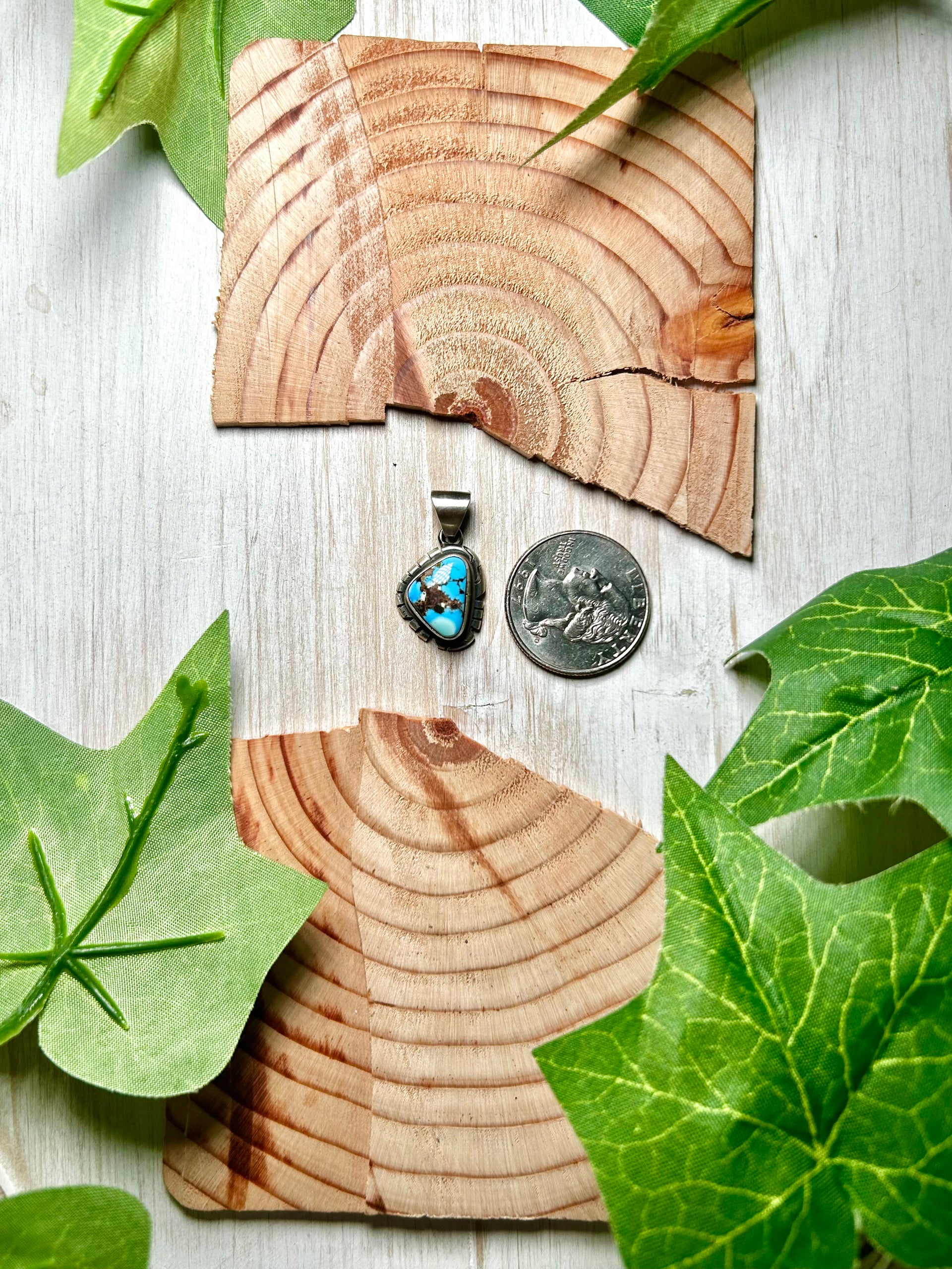 Navajo Made Golden Hill Turquoise & Sterling Silver Pendant