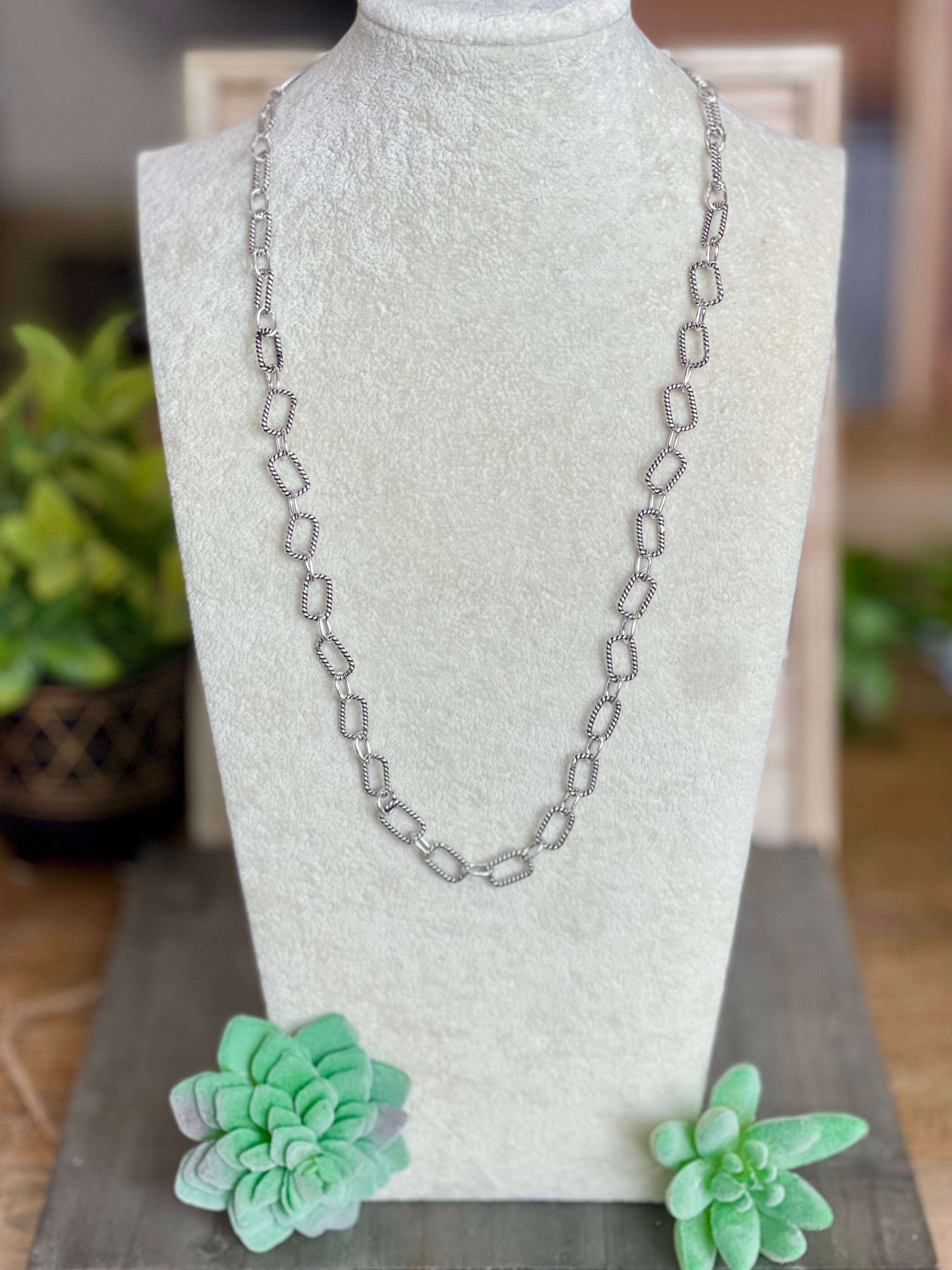 Southwest Handmade Sterling Silver 28 Inch Chain Necklace