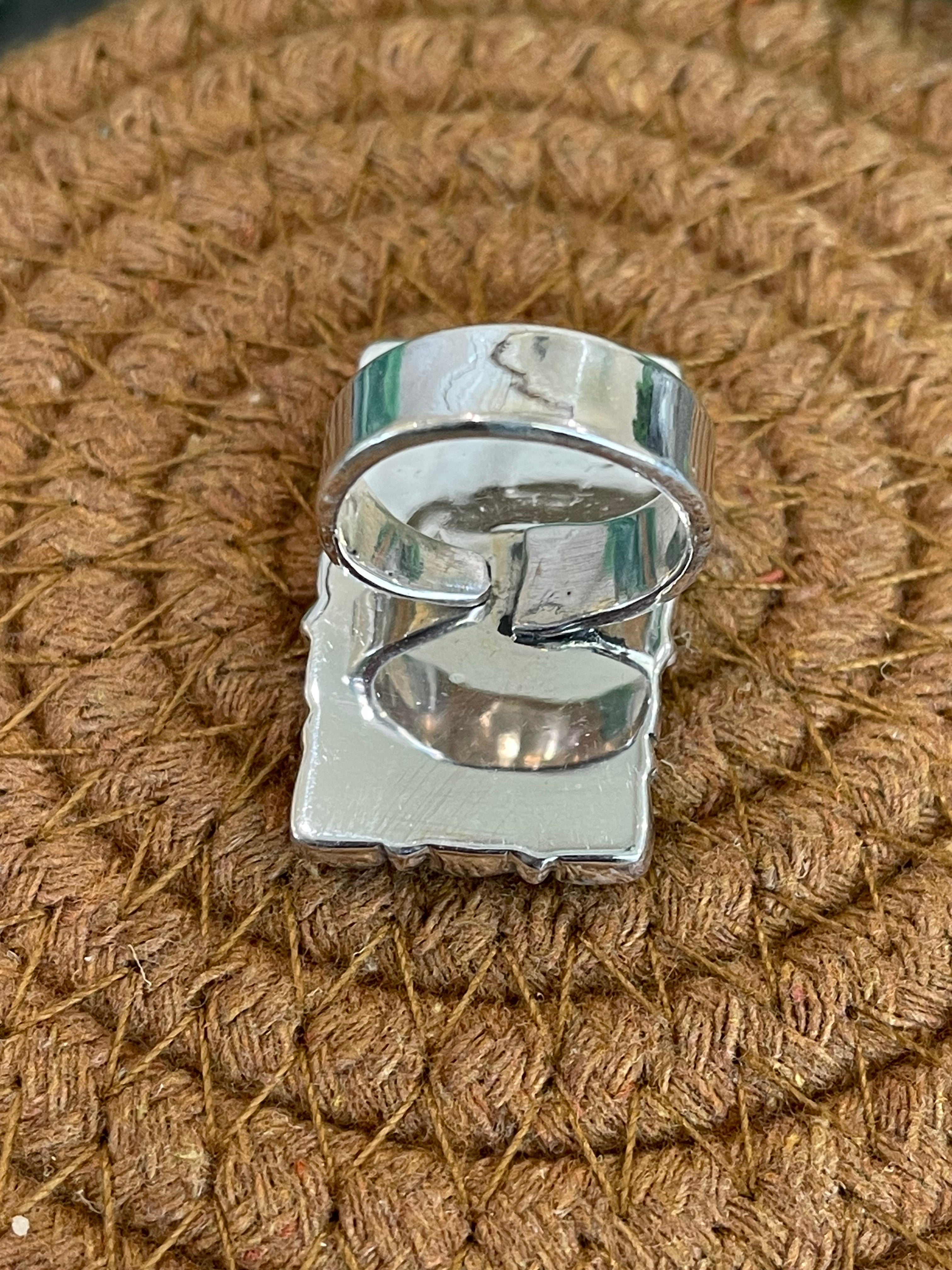 Southwest Handmade Wild Horse & Sterling Silver Adjustable Cluster Ring