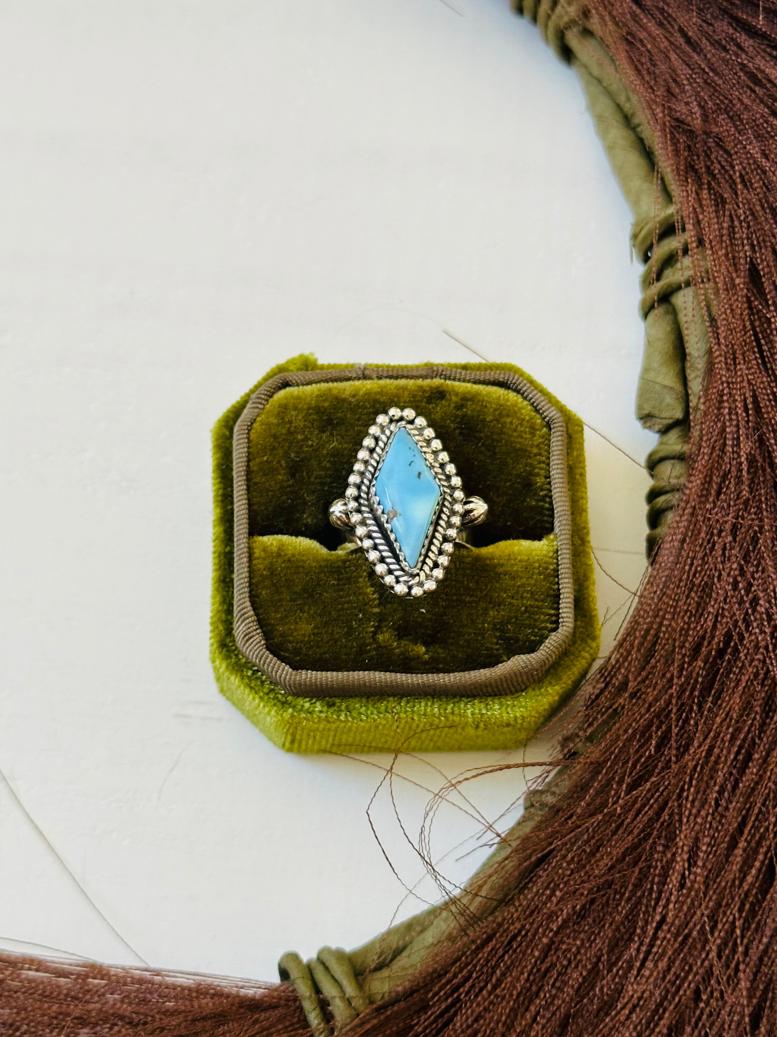 Southwest Handmade Golden Hills Turquoise & Sterling Silver Ring Size 6